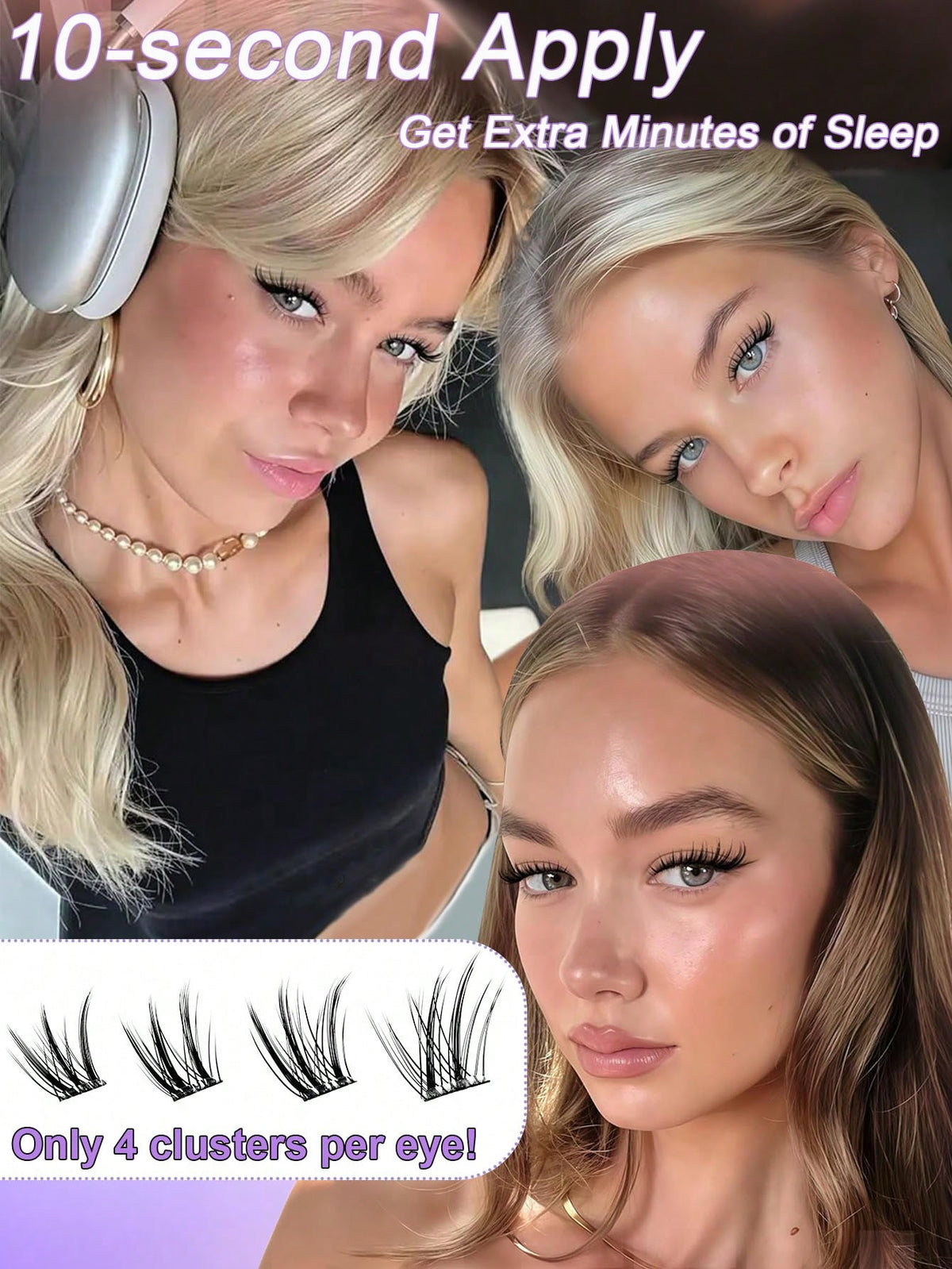 Women's 80pcs C Curl Self-Adhesive Fox Eye Eyelash Cluster Set