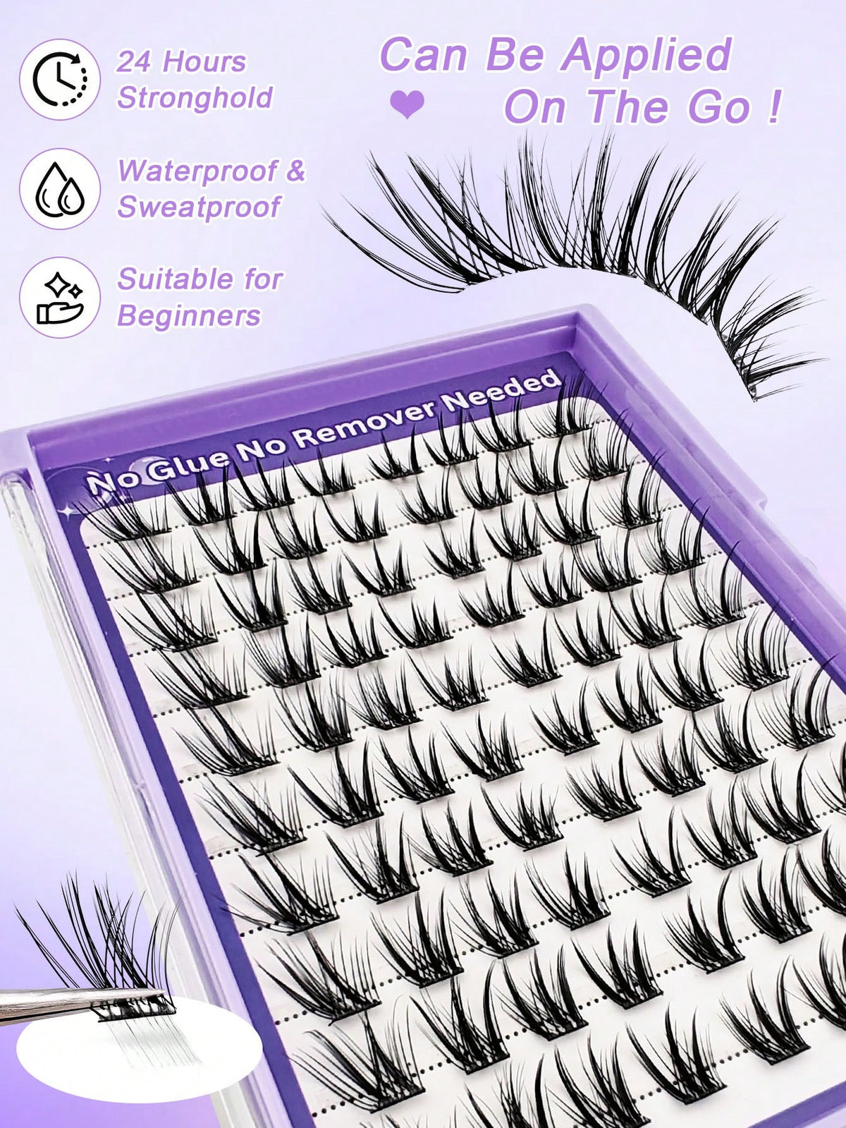 Women's 80pcs C Curl Self-Adhesive Fox Eye Eyelash Cluster Set