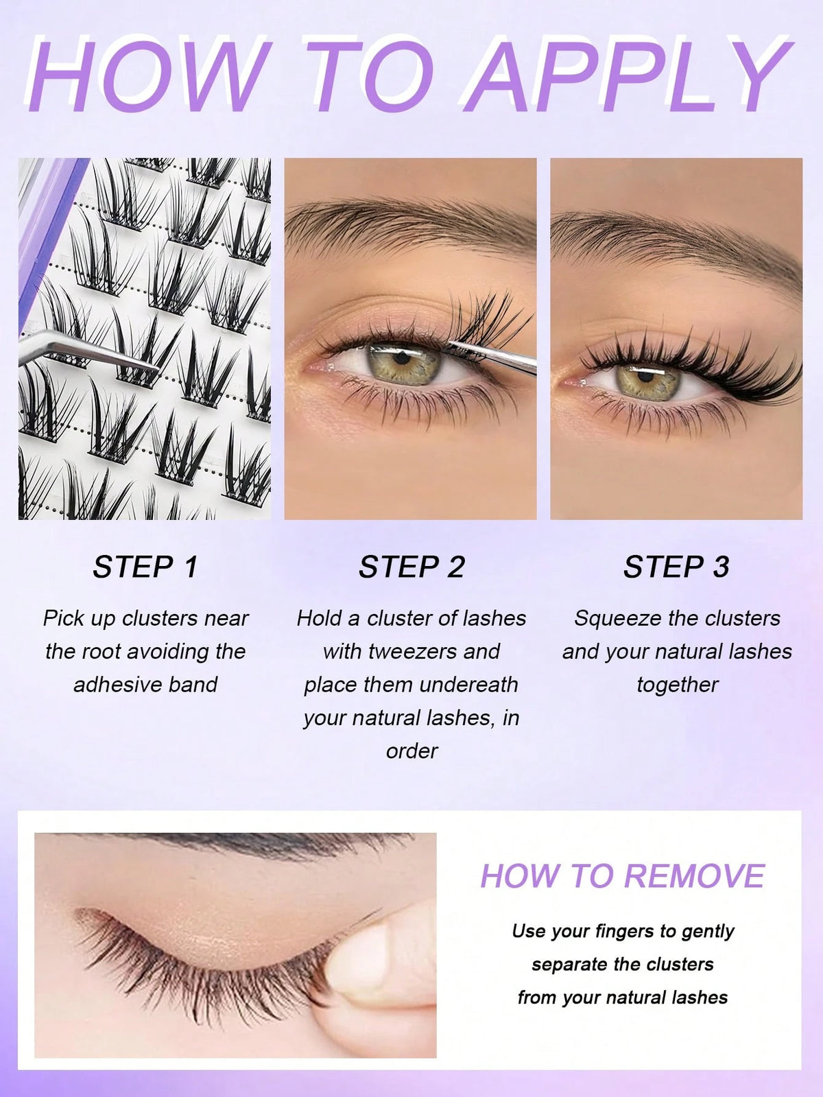 Women's 80pcs C Curl Self-Adhesive Fox Eye Eyelash Cluster Set