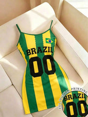 Women's Brazilian Style Sports Graphic Cami Mini Dress