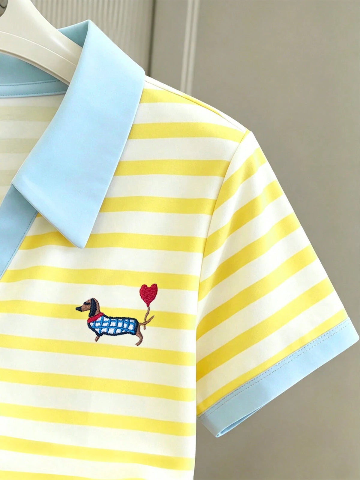 Women's Casual Cartoon Contrast Collar Polo Shirt