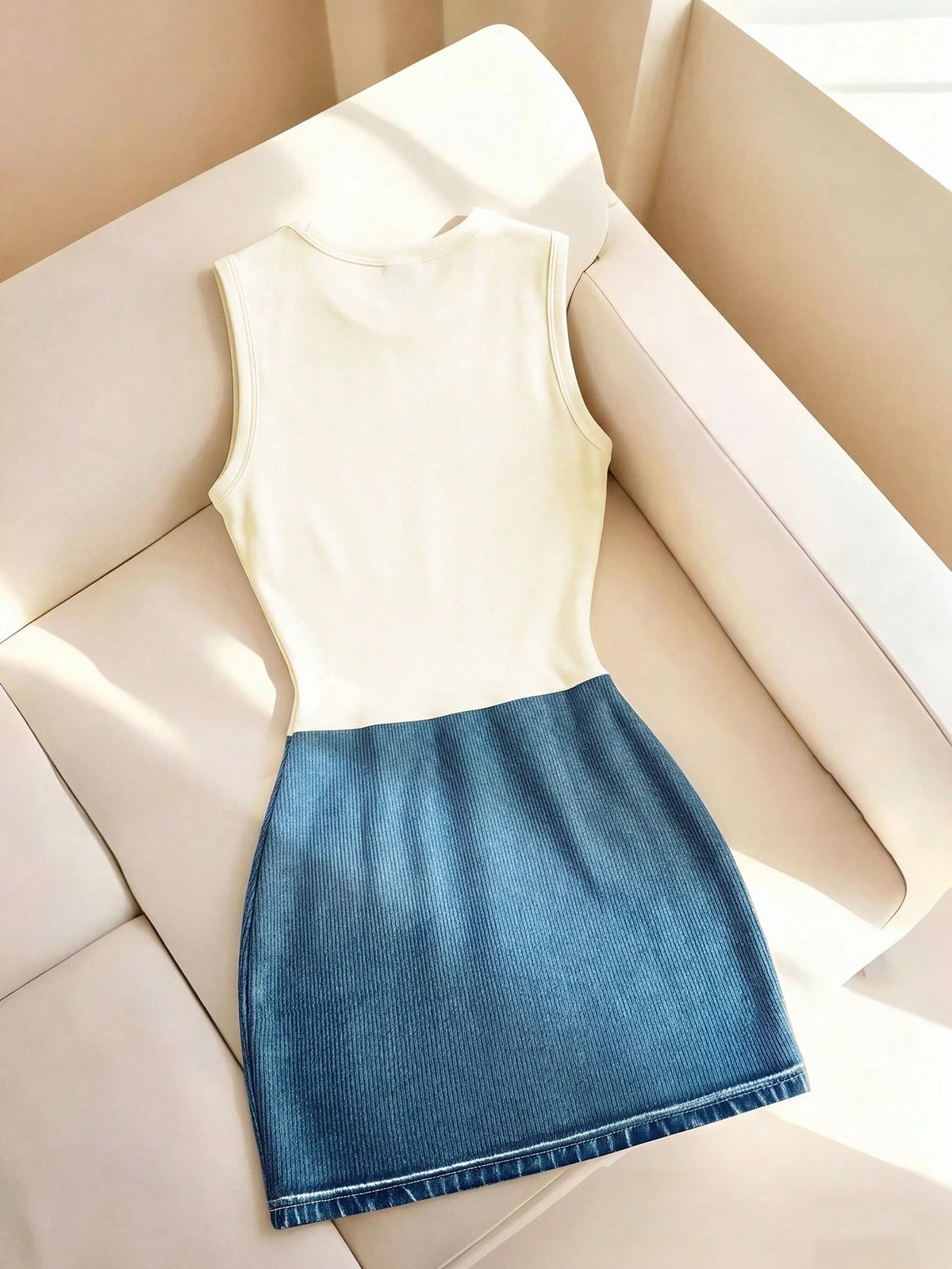Women's Casual Letter Print Denim Effect Mini Dress