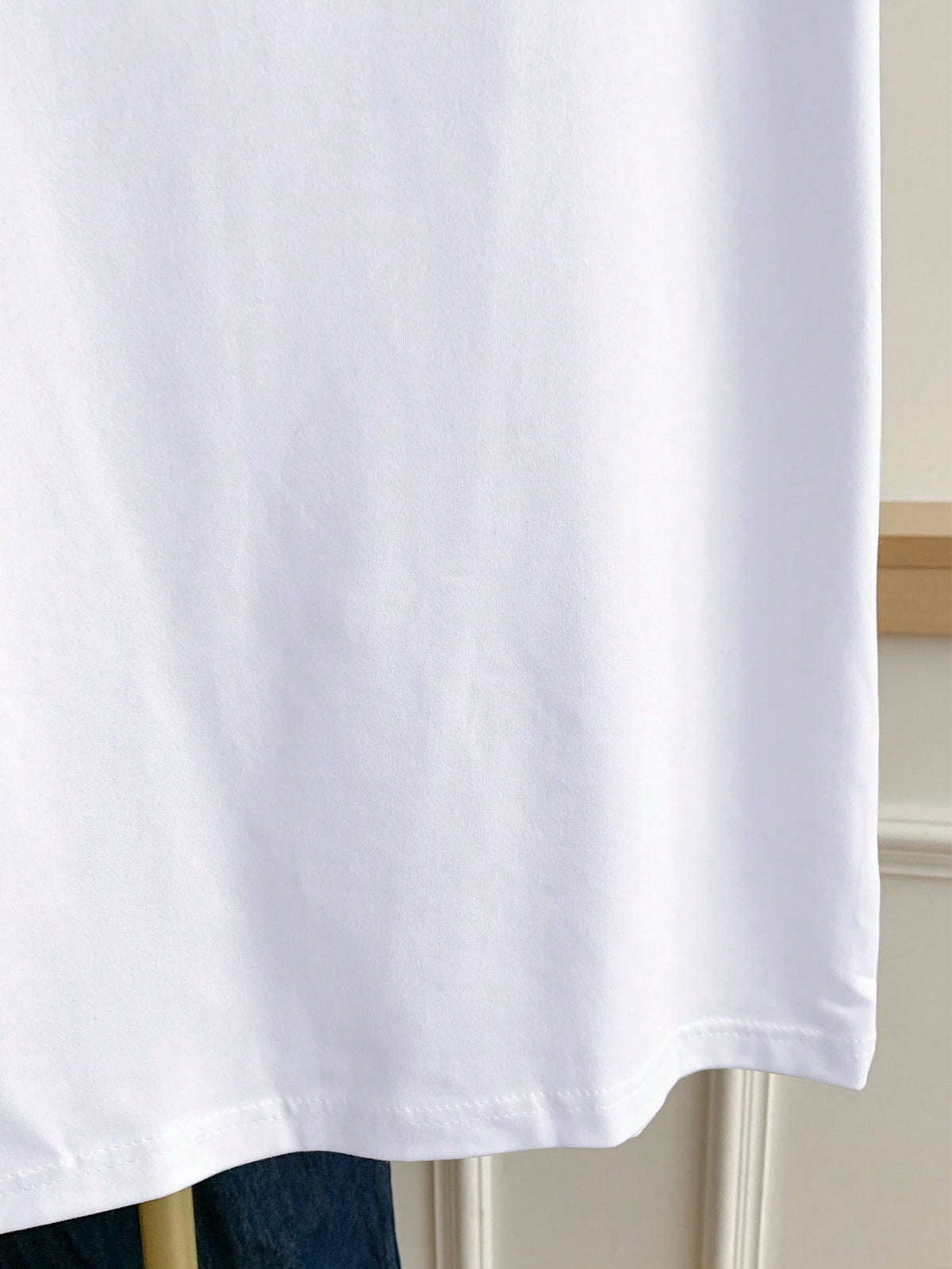 Girls' Casual Denim Effect Short Sleeve T-Shirt