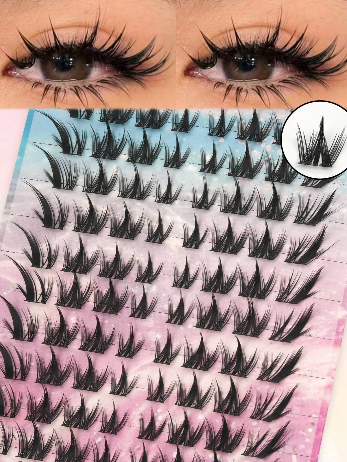 Women's Natural Dramatic C Curl Individual Cluster False Eyelash Set