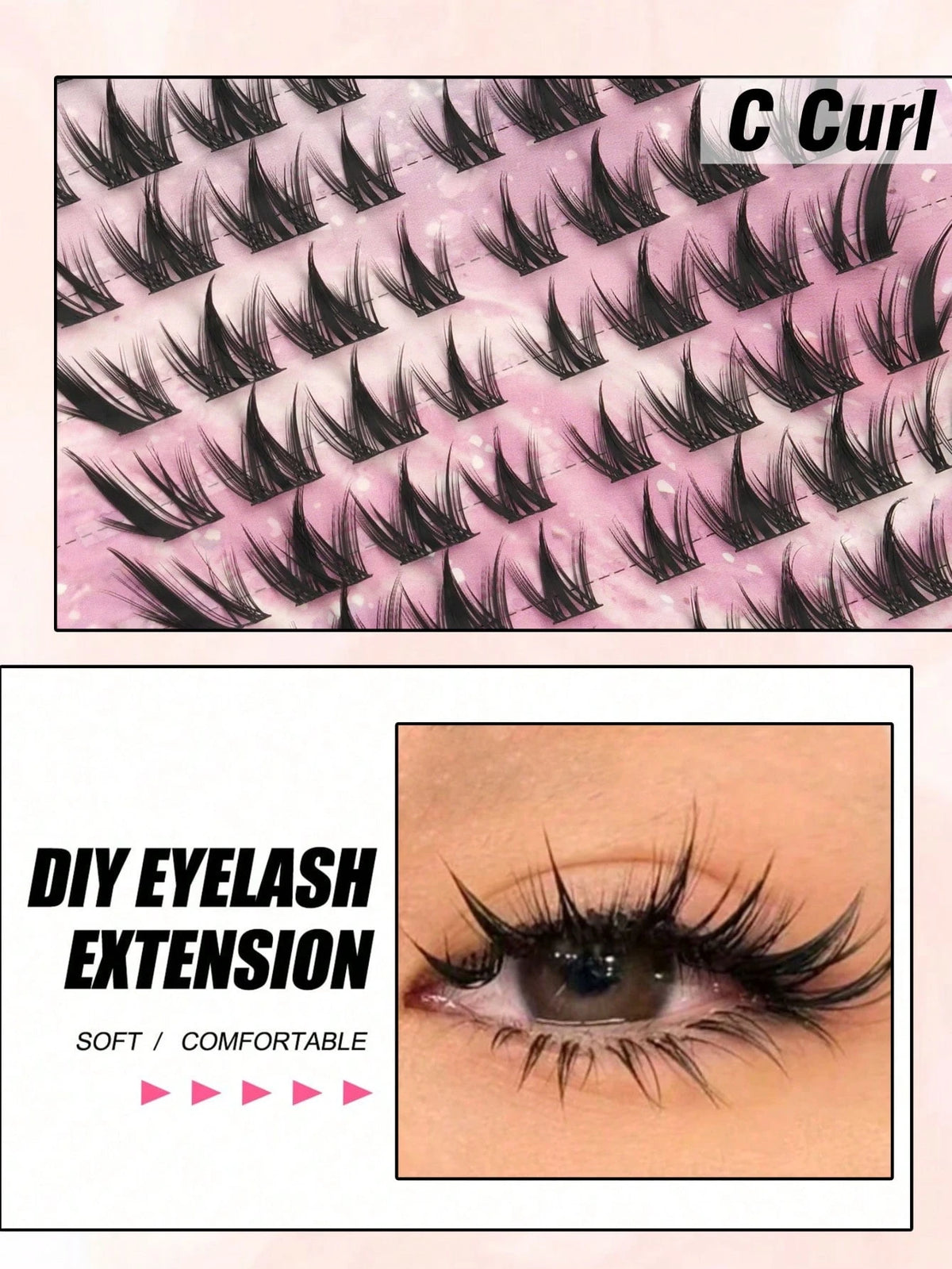 Women's Natural Dramatic C Curl Individual Cluster False Eyelash Set