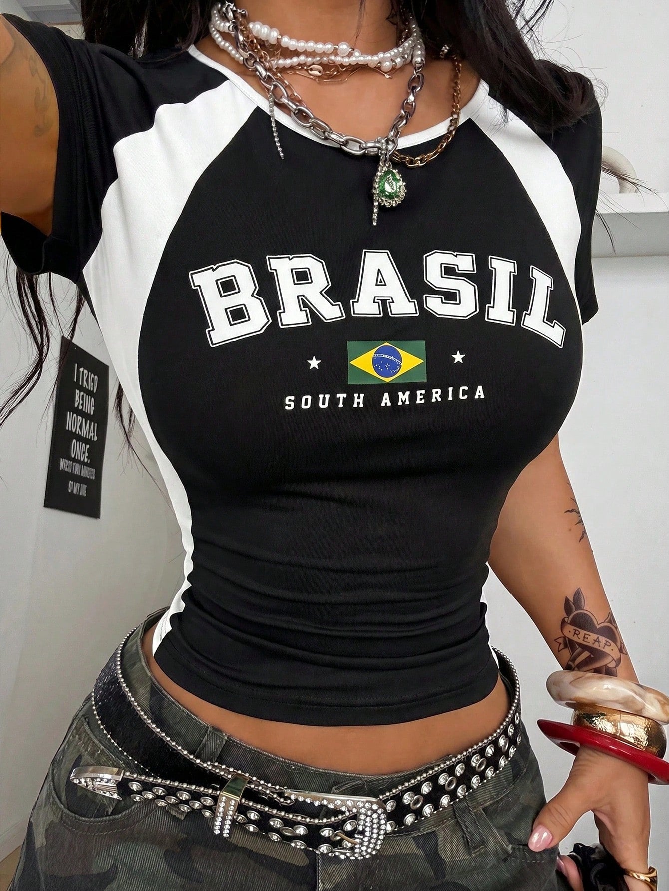 Women's Brazil Graphic Slim Fit Raglan T-Shirt