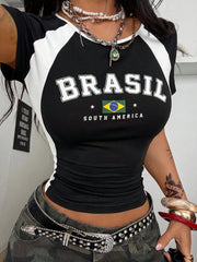 Women's Brazil Graphic Slim Fit Raglan T-Shirt