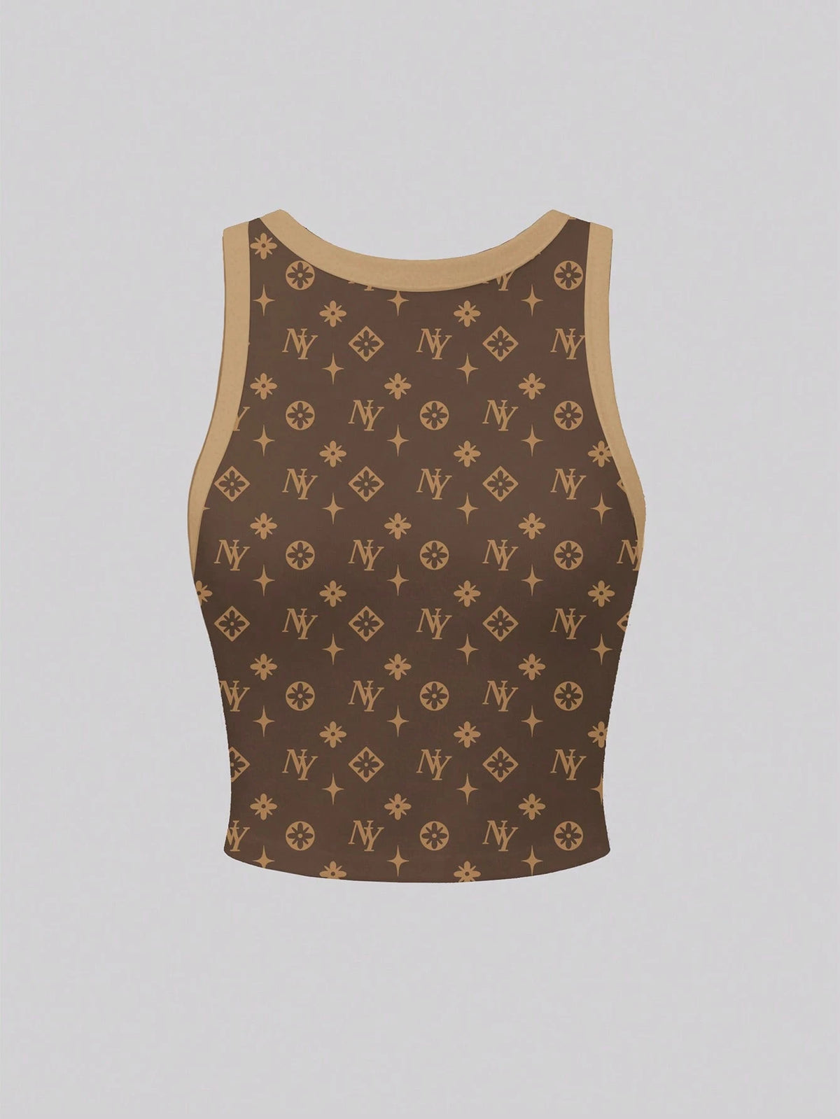 Women's Summer Round Neck Sleeveless Printed Crop Tank Top