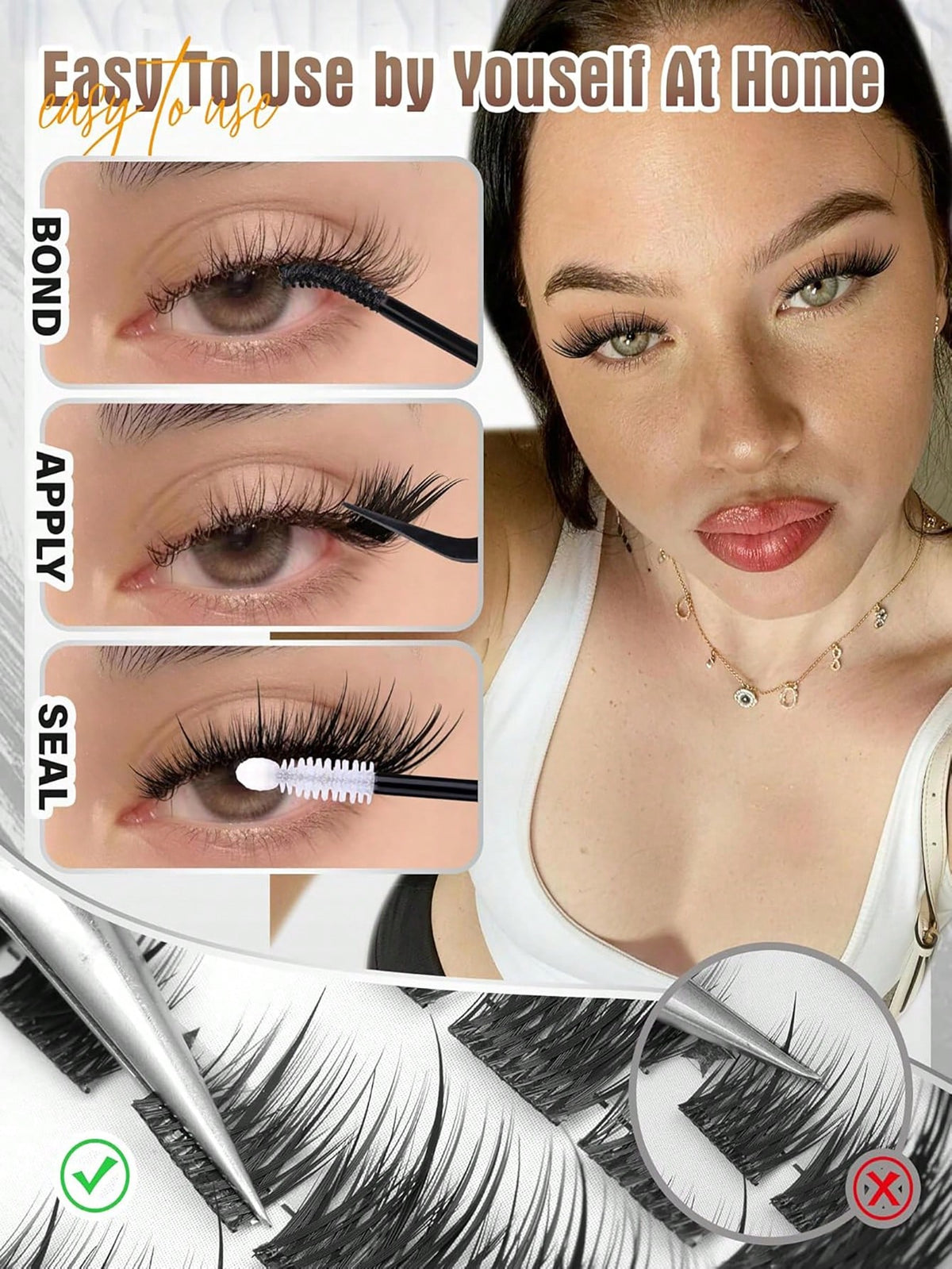 Women's Cat Eye Spiky Cluster Eyelashes Set