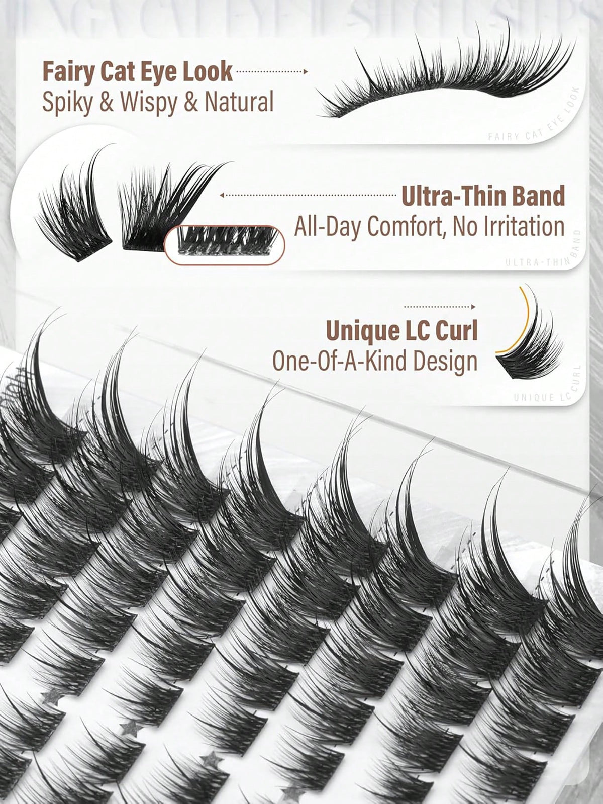 Women's Cat Eye Spiky Cluster Eyelashes Set