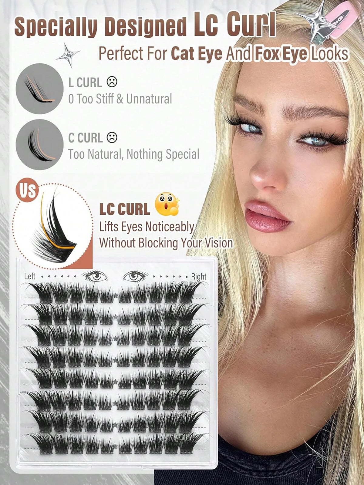 Women's Cat Eye Spiky Cluster Eyelashes Set