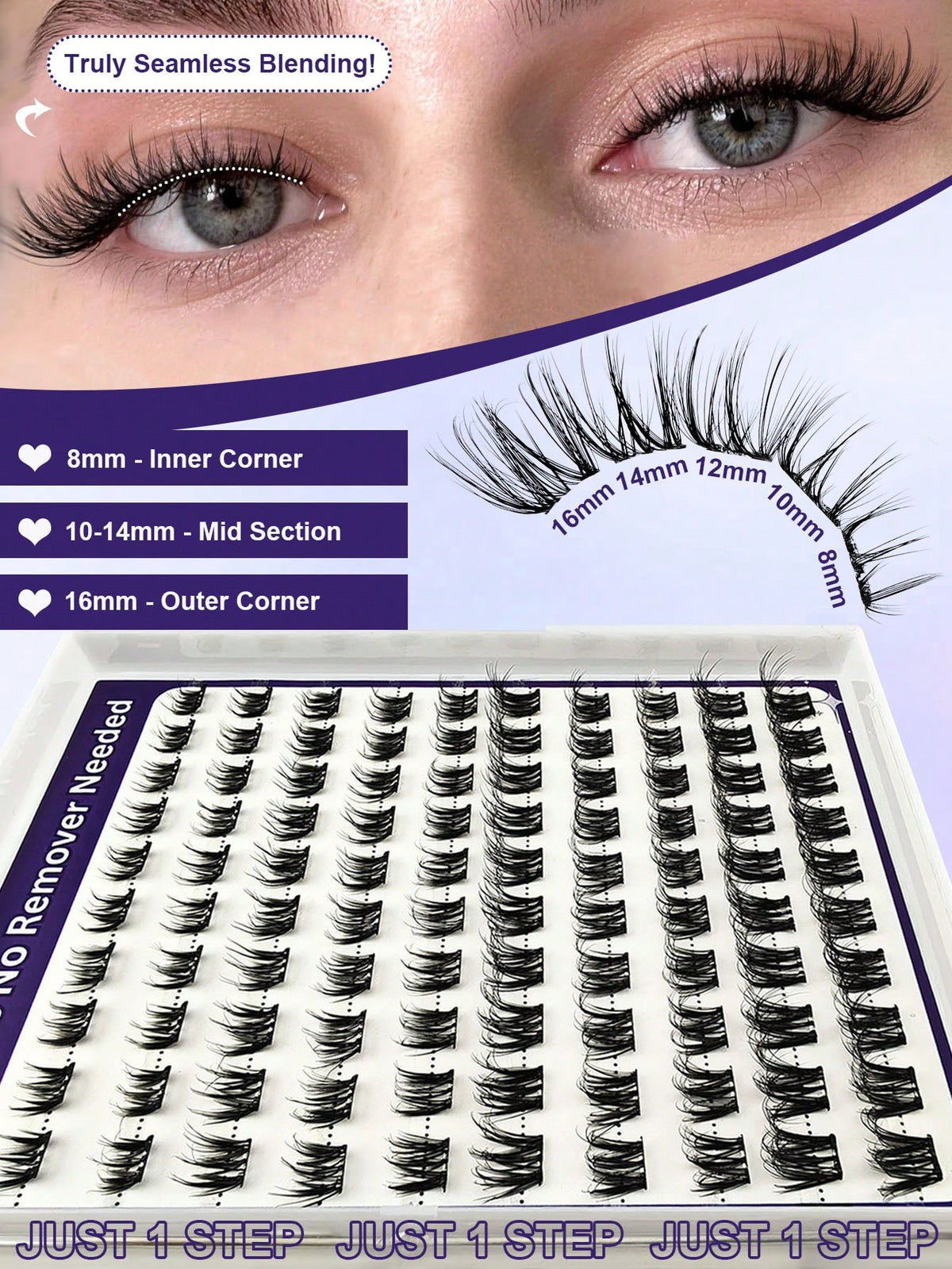 Women's 100-Piece C Curl Self-Adhesive Cluster Eyelashes Set