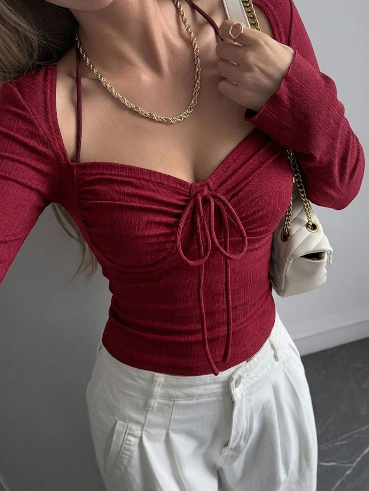 Women's Valentine's Day Color Block Flare Sleeve T-Shirt