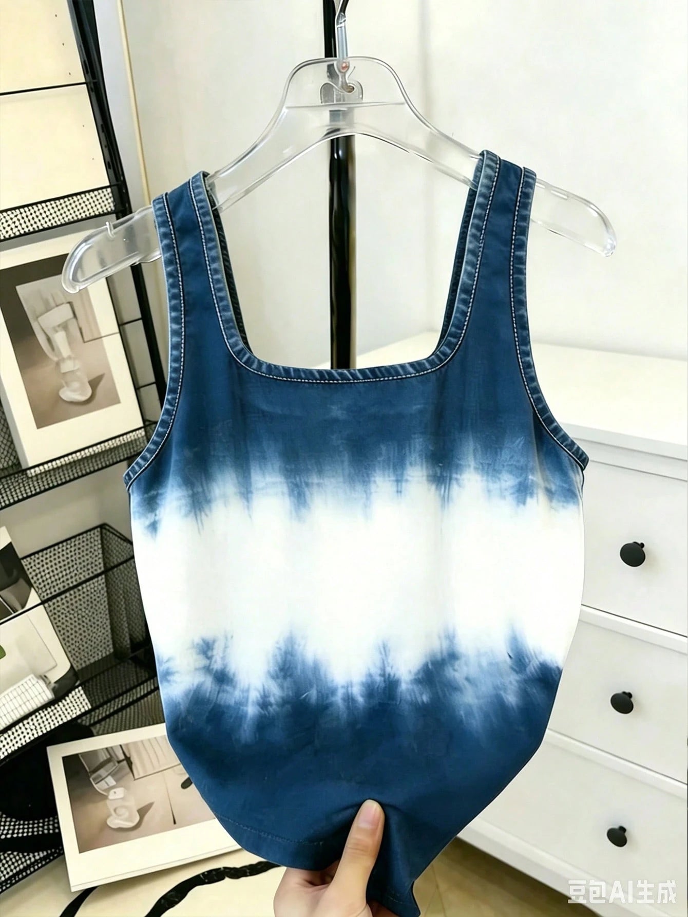 Resyla Women's Denim Effect Dog Print Tank Top
