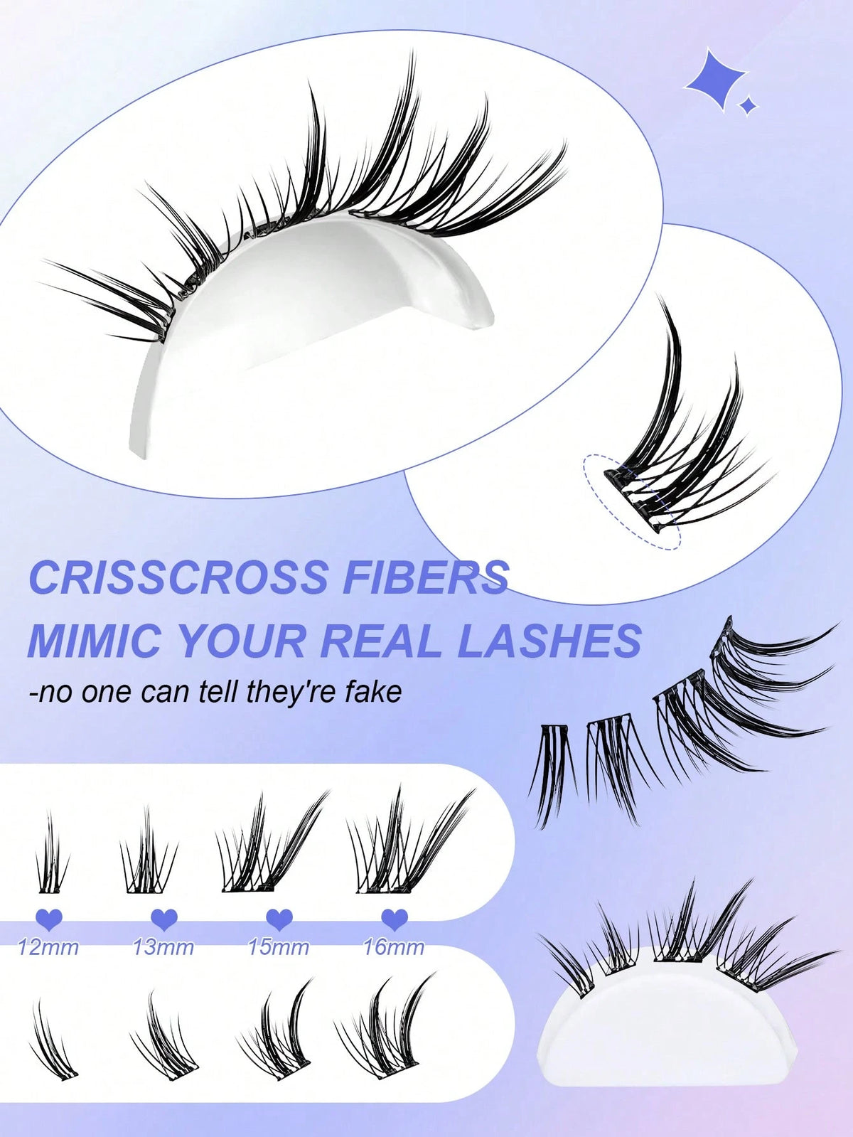 Women's Self-Adhesive Fox Eye Style Cluster Lash Set