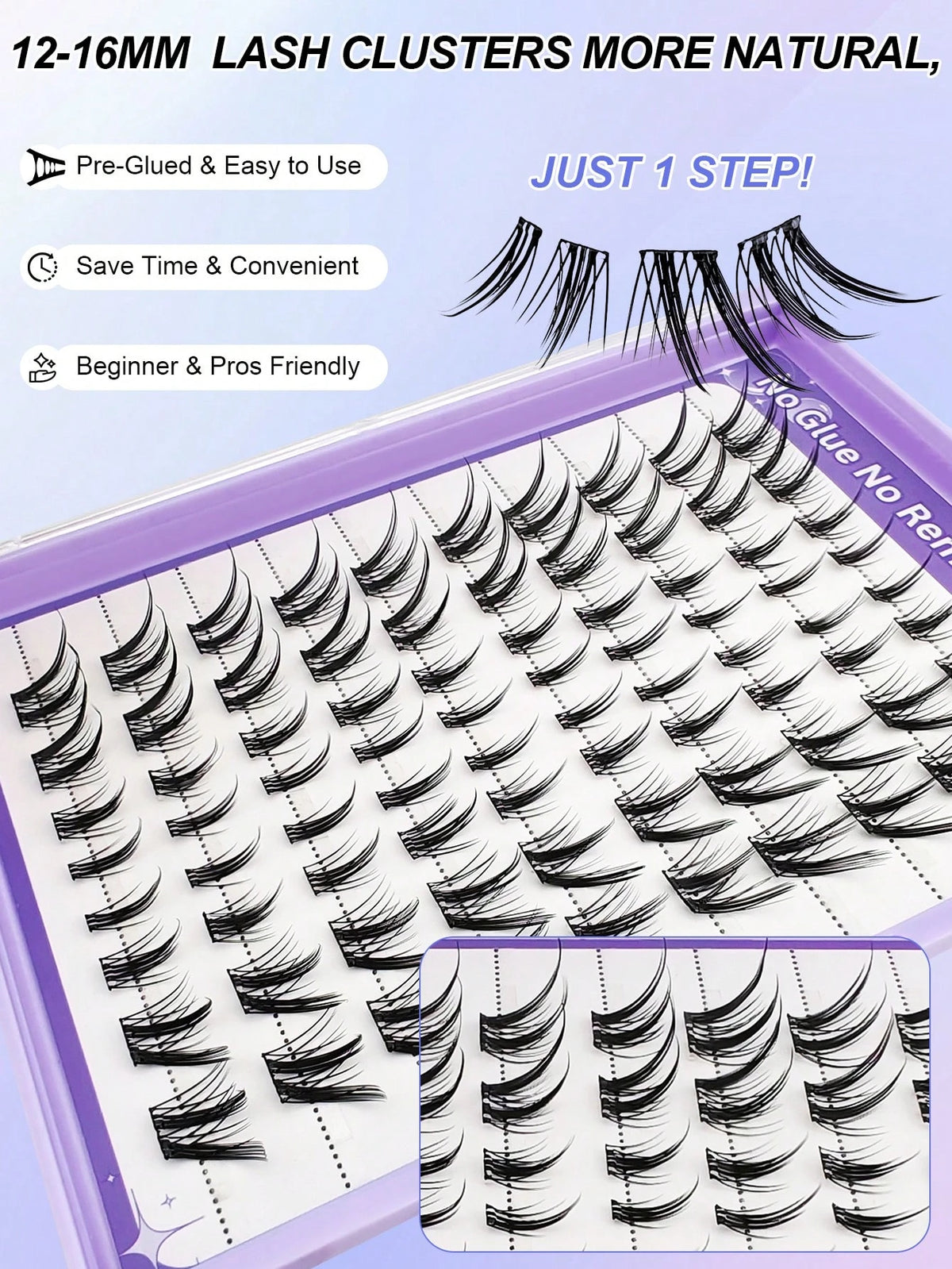 Women's Self-Adhesive Fox Eye Style Cluster Lash Set