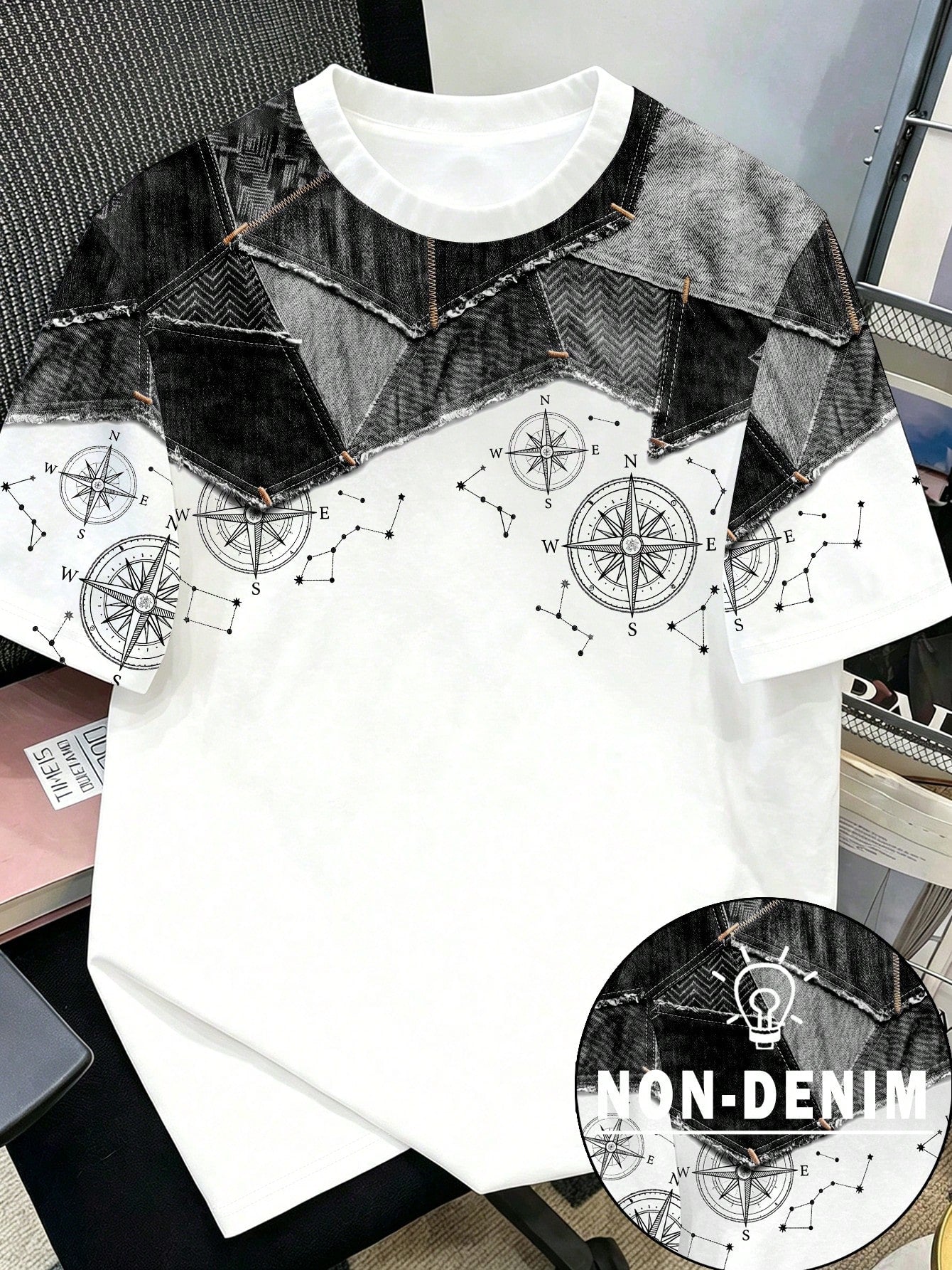 Men's Patterned Casual Crew Neck Short Sleeve T-Shirt
