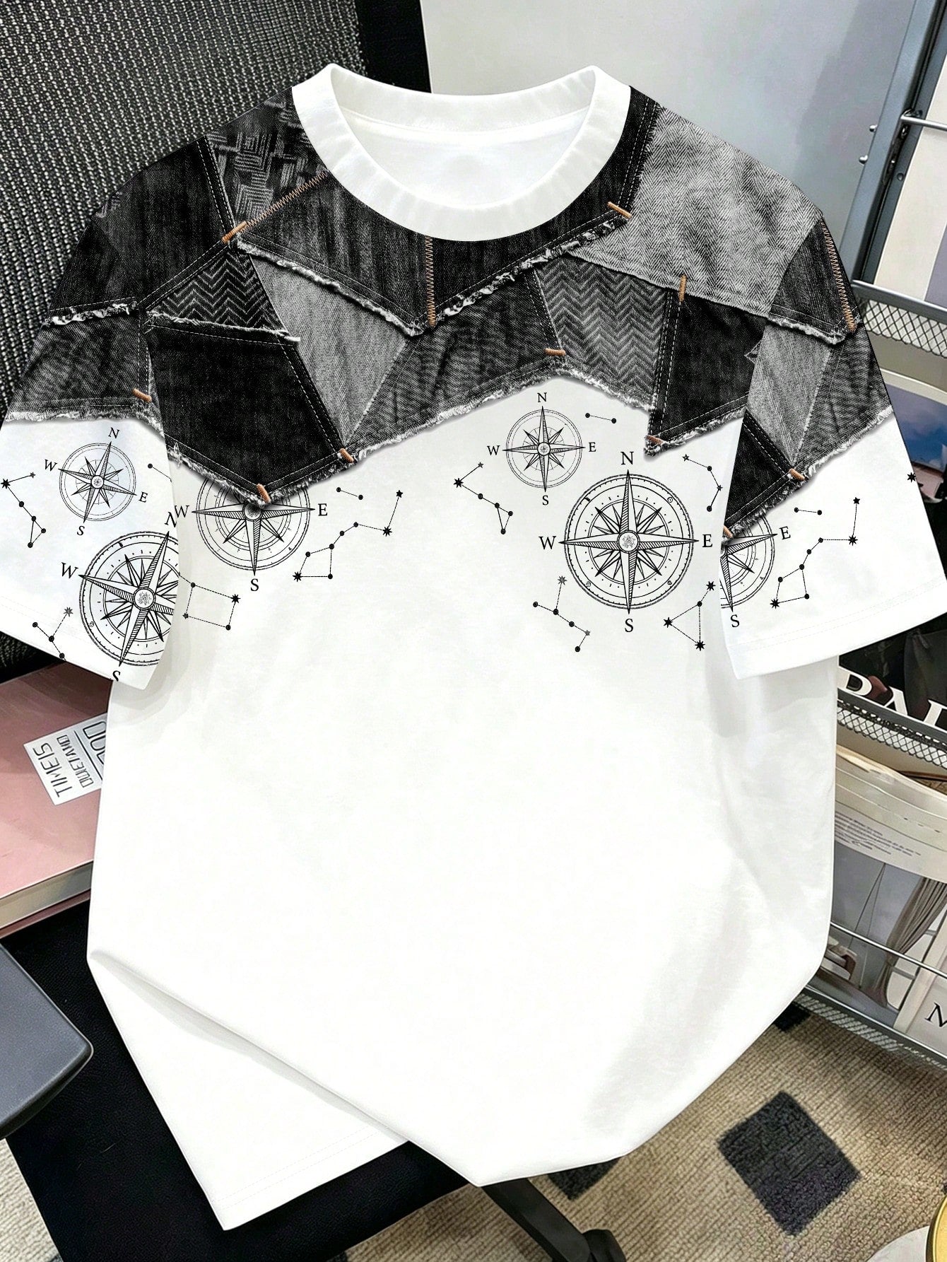 Men's Patterned Casual Crew Neck Short Sleeve T-Shirt