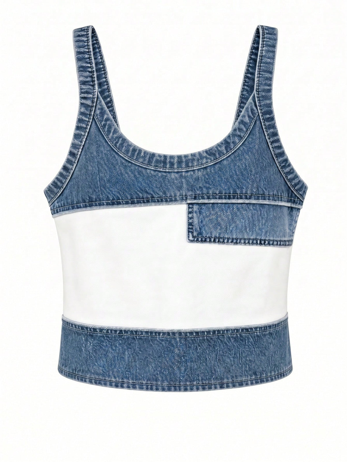 Women's Casual Denim Print Patchwork Tank Top