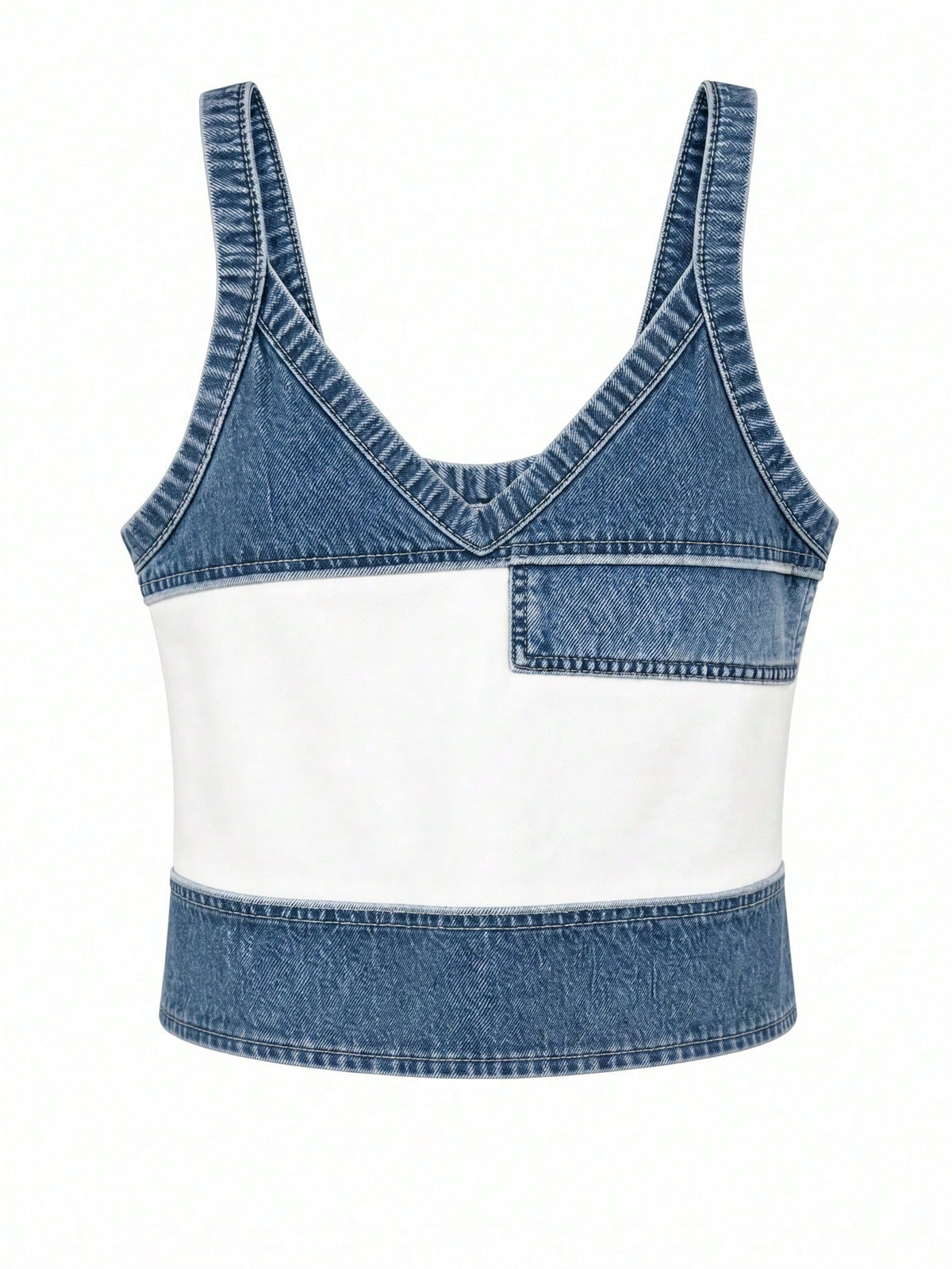 Women's Casual Denim Print Patchwork Tank Top