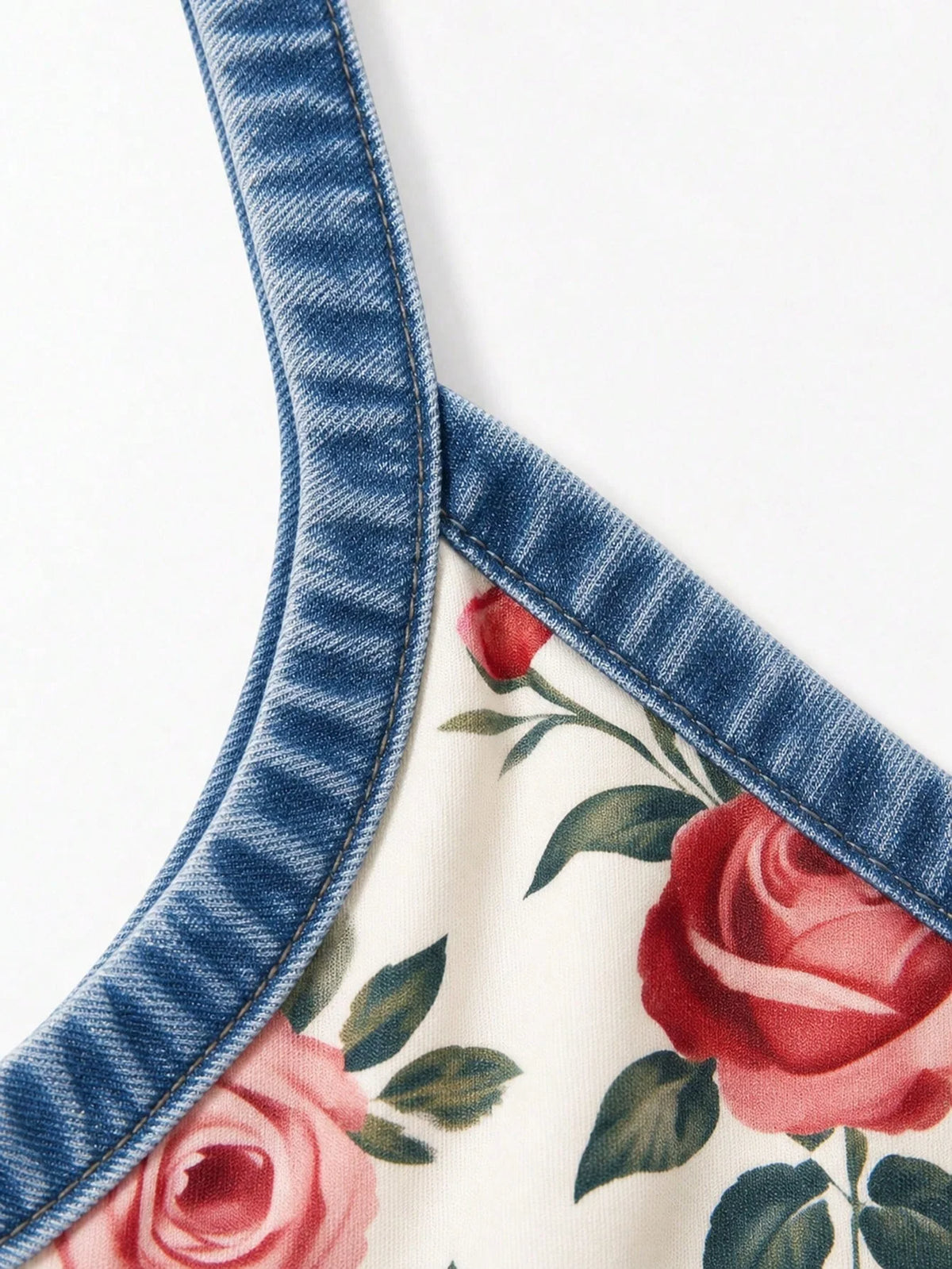 Women's Floral Print Colorblock Micro Crop Cami Top