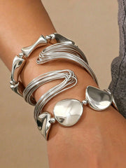 Women's Fashionable Geometric Asymmetrical Bracelet Set