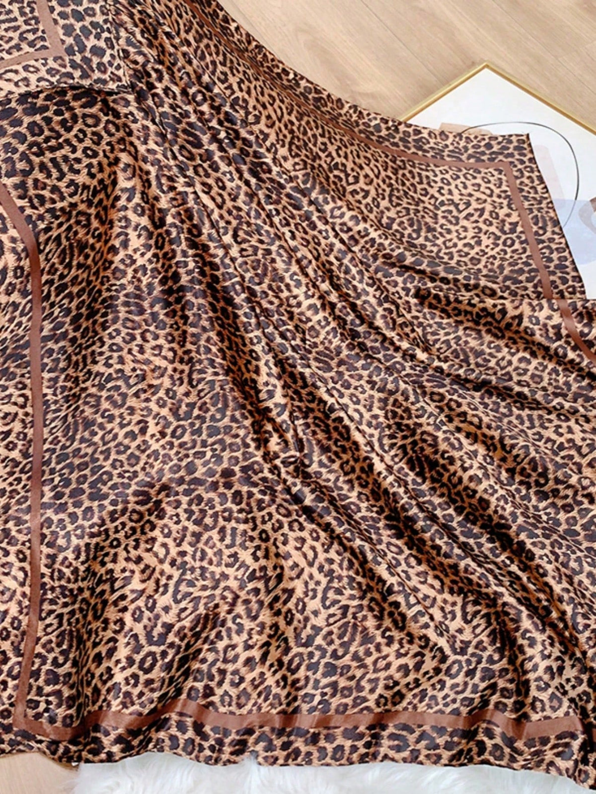 Women's Bohemian Vintage Brown Leopard Print Headscarf