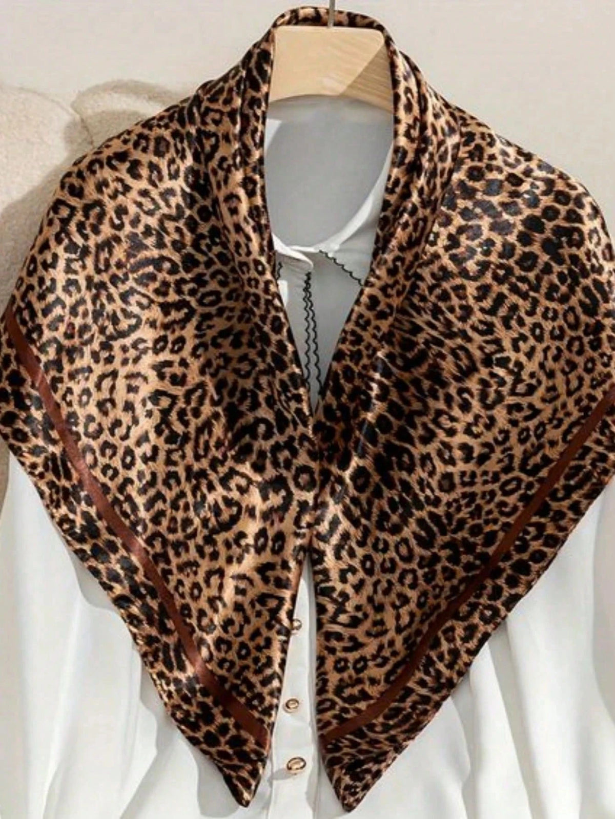 Women's Bohemian Vintage Brown Leopard Print Headscarf