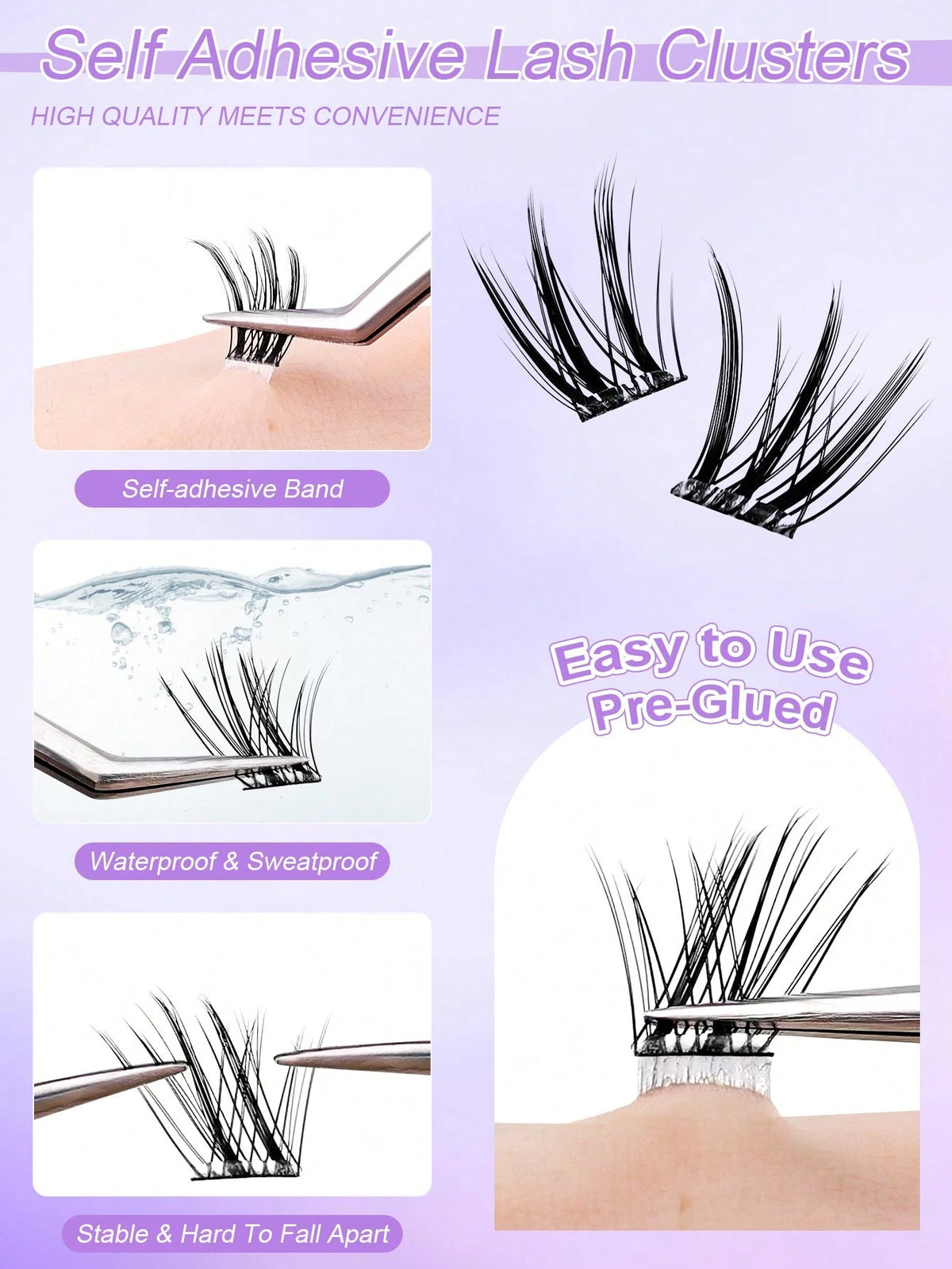 Women's 80pcs C Curl Self-Adhesive Fox Eye Eyelash Cluster Set