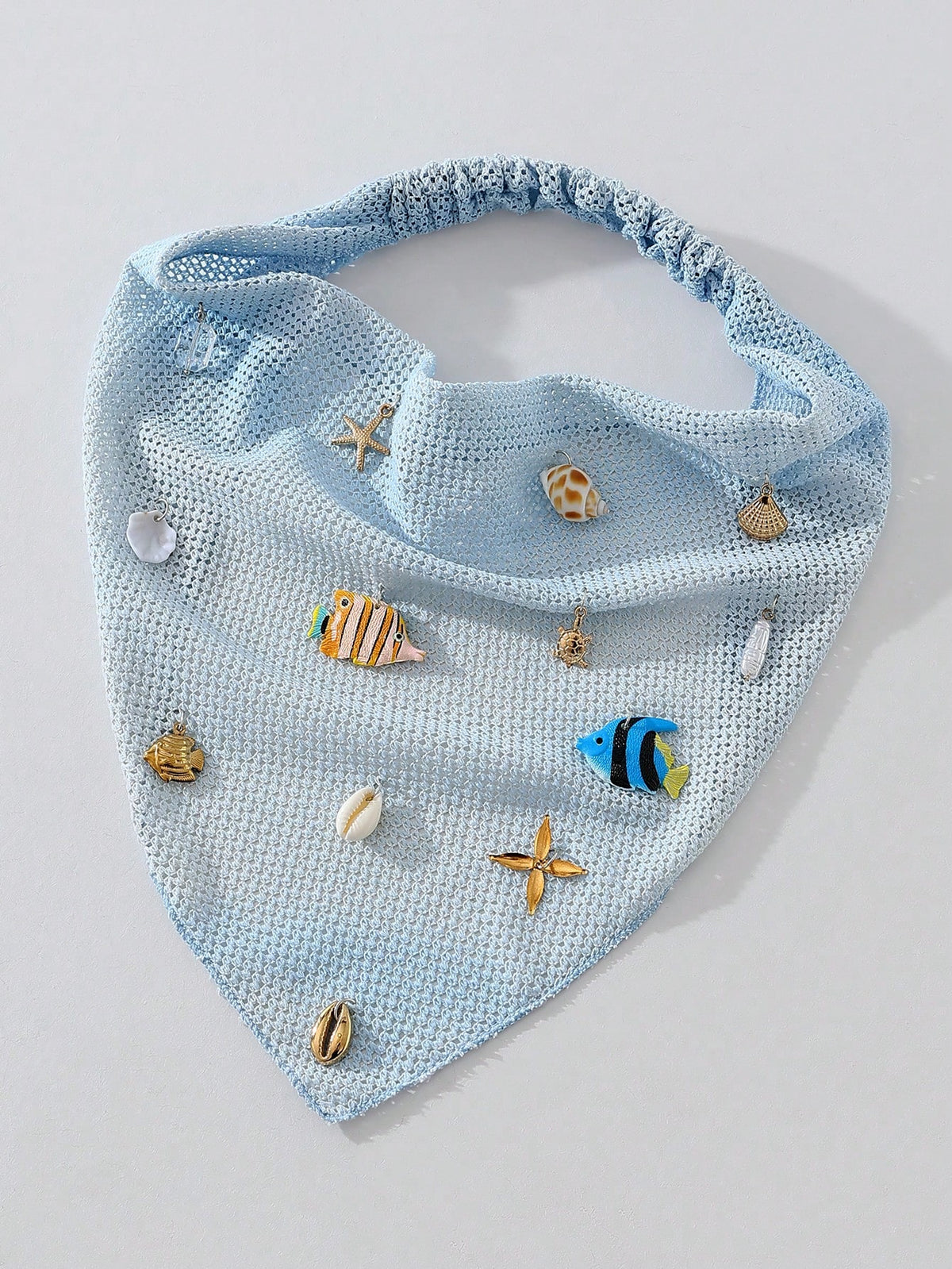 Women's Embroidered Rolled Edge Starfish Seashell Vacation Headwrap Bandana