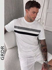 Men's Striped Printed Short Sleeve T-Shirt