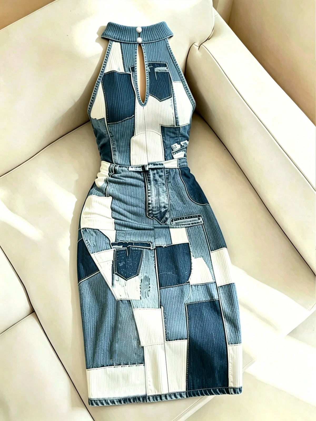 Women's Plus Size Denim Effect Split Hem Dress