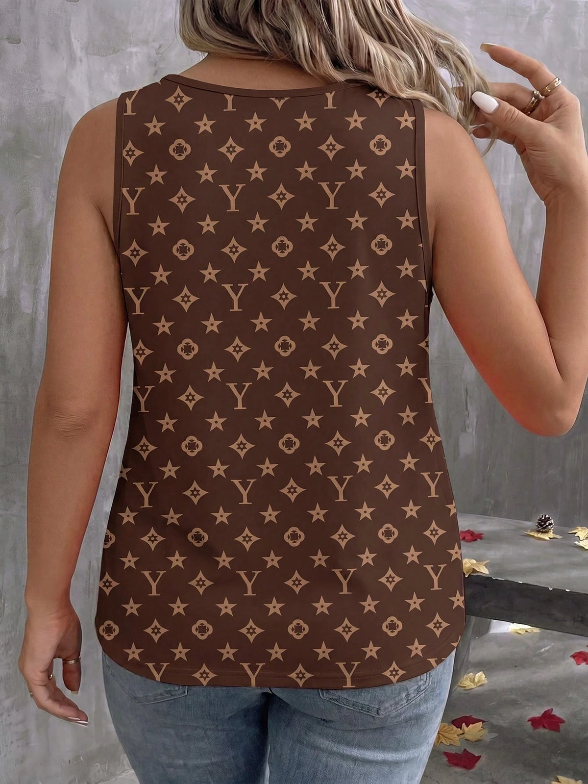 Women's Plus Size Printed V-Neck Tank Top