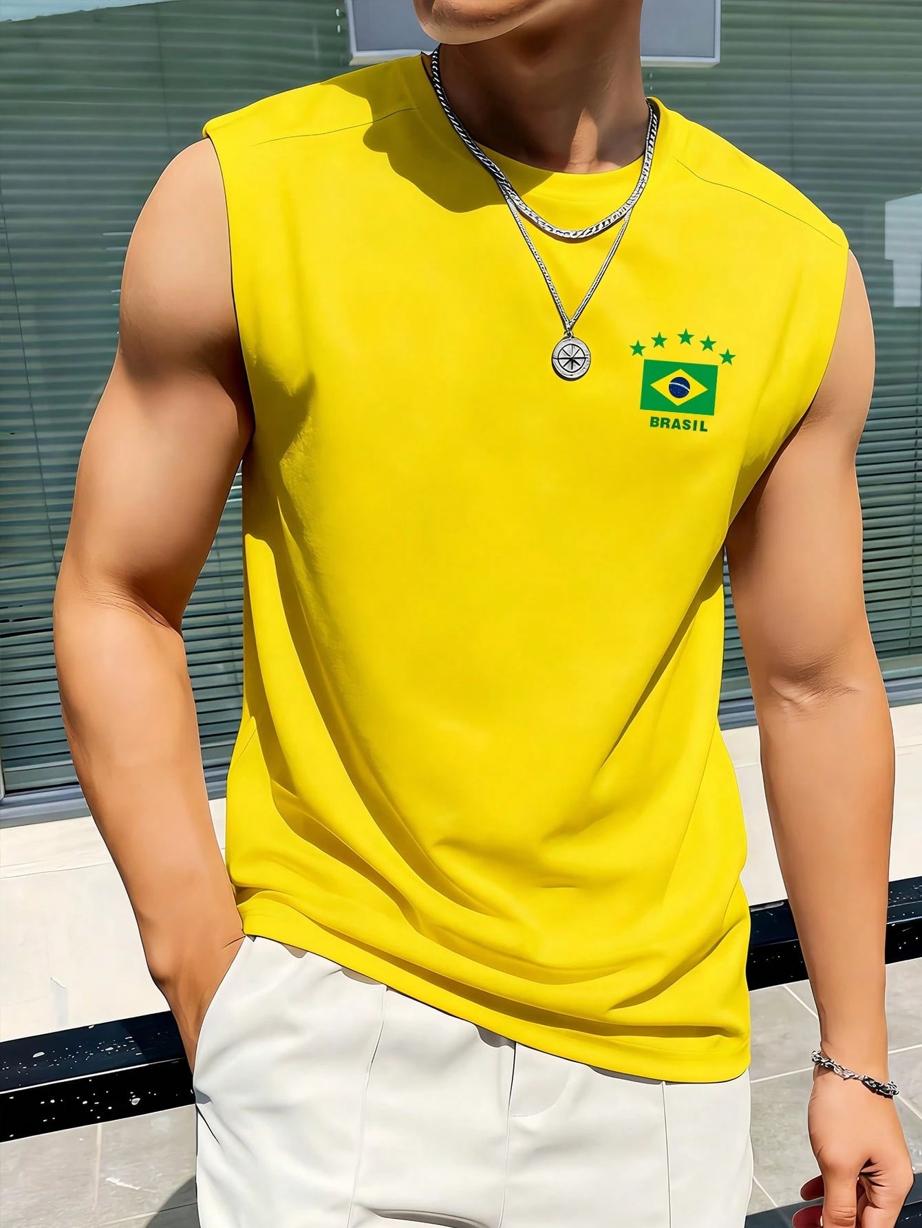 SHEIN Retro Brazil Football Tank Top Legendary Number 10