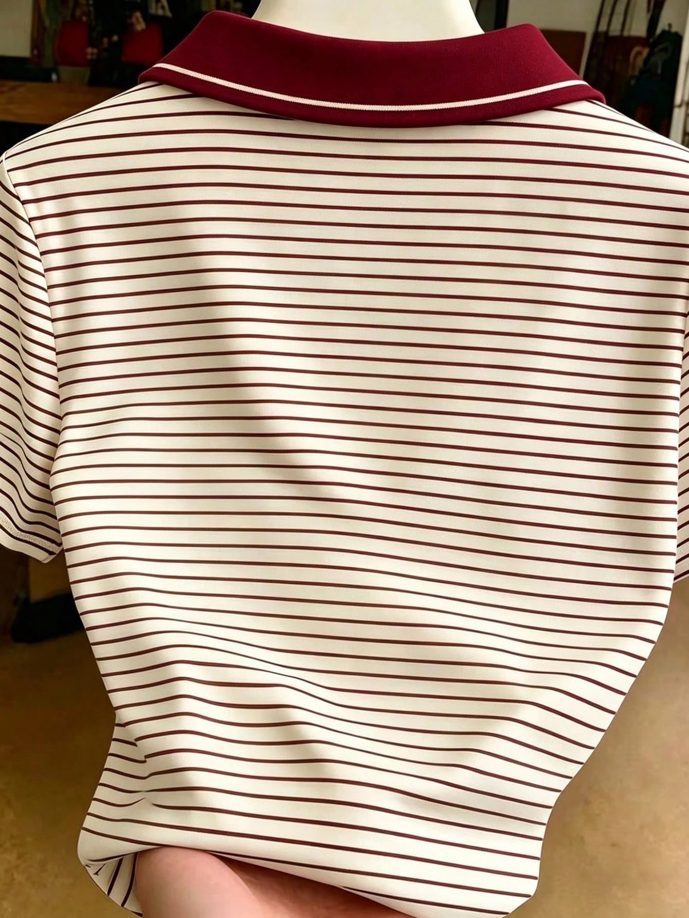 Women's Christmas Print Contrast Collar Casual Short Sleeve T-Shirt