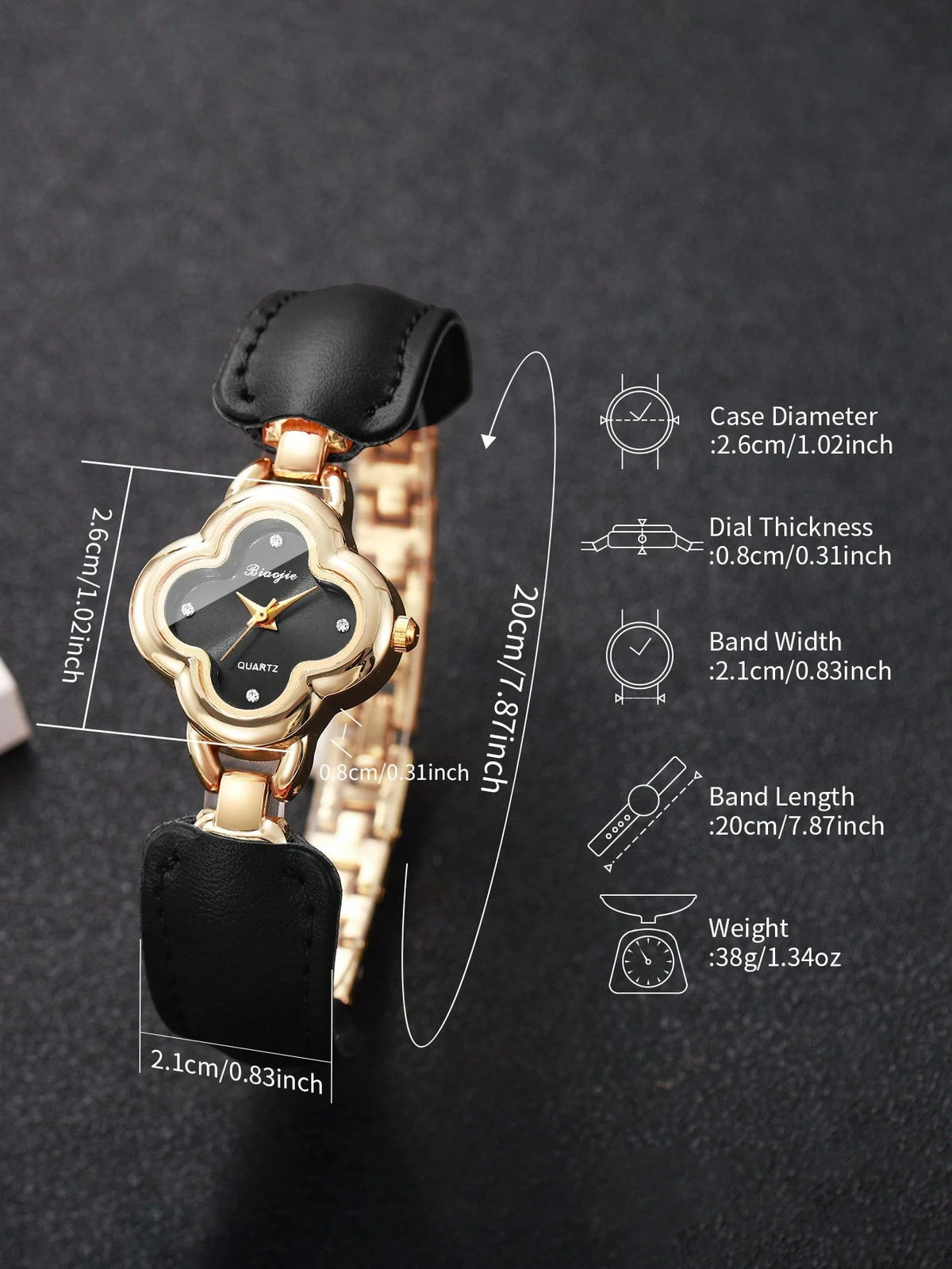 Women's Minimalist Rhinestone Dial PU Leather Quartz Watch