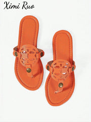 Women's Casual Woven Flat Roman Slide Sandals