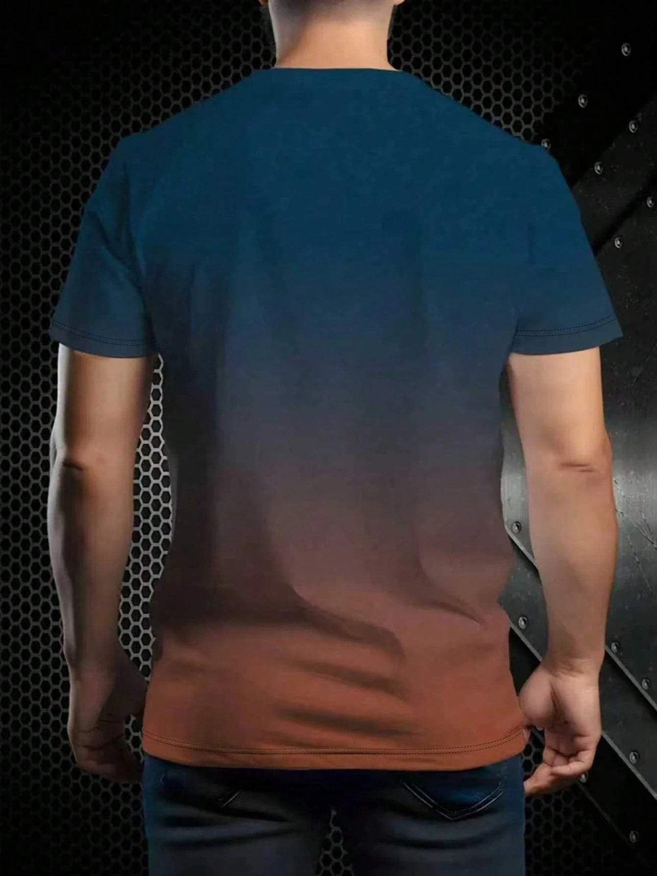 Men's Eiffel Tower 3D Print T-Shirt Short Sleeve Gradient Multicolor