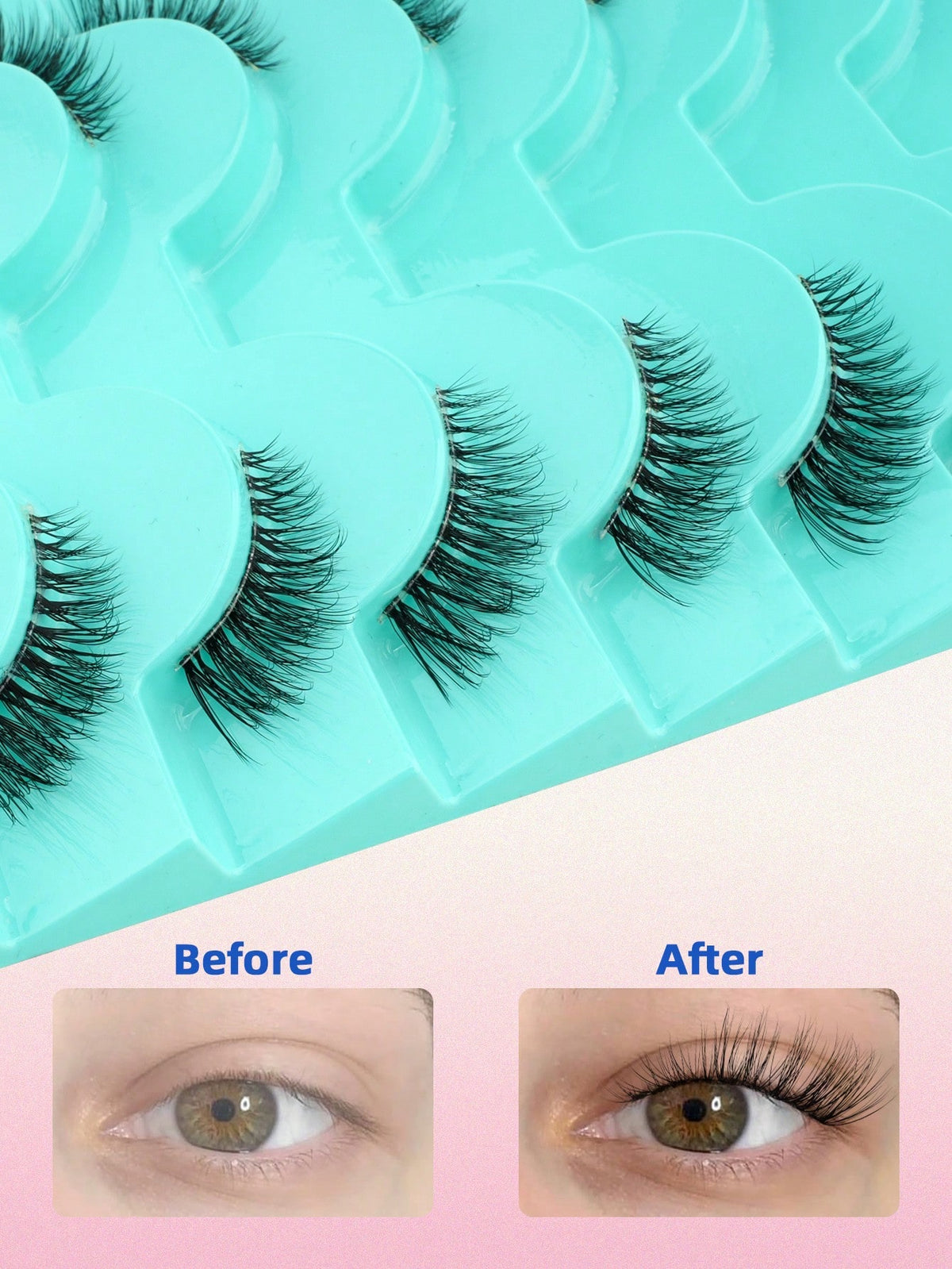 Women's 10 Pairs Half Eye 3D Faux Mink Natural Fluffy False Eyelashes