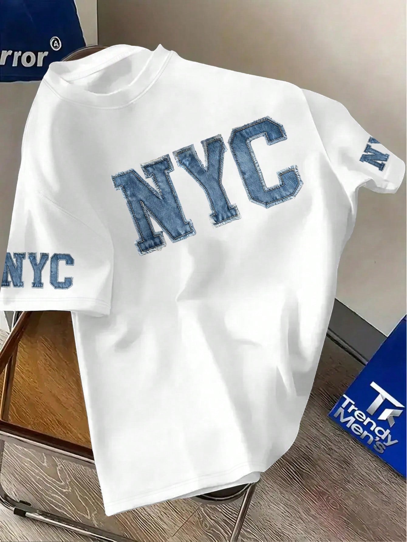 Manfinity Dauomo Men's Loose Fit Letter Print T-Shirt White