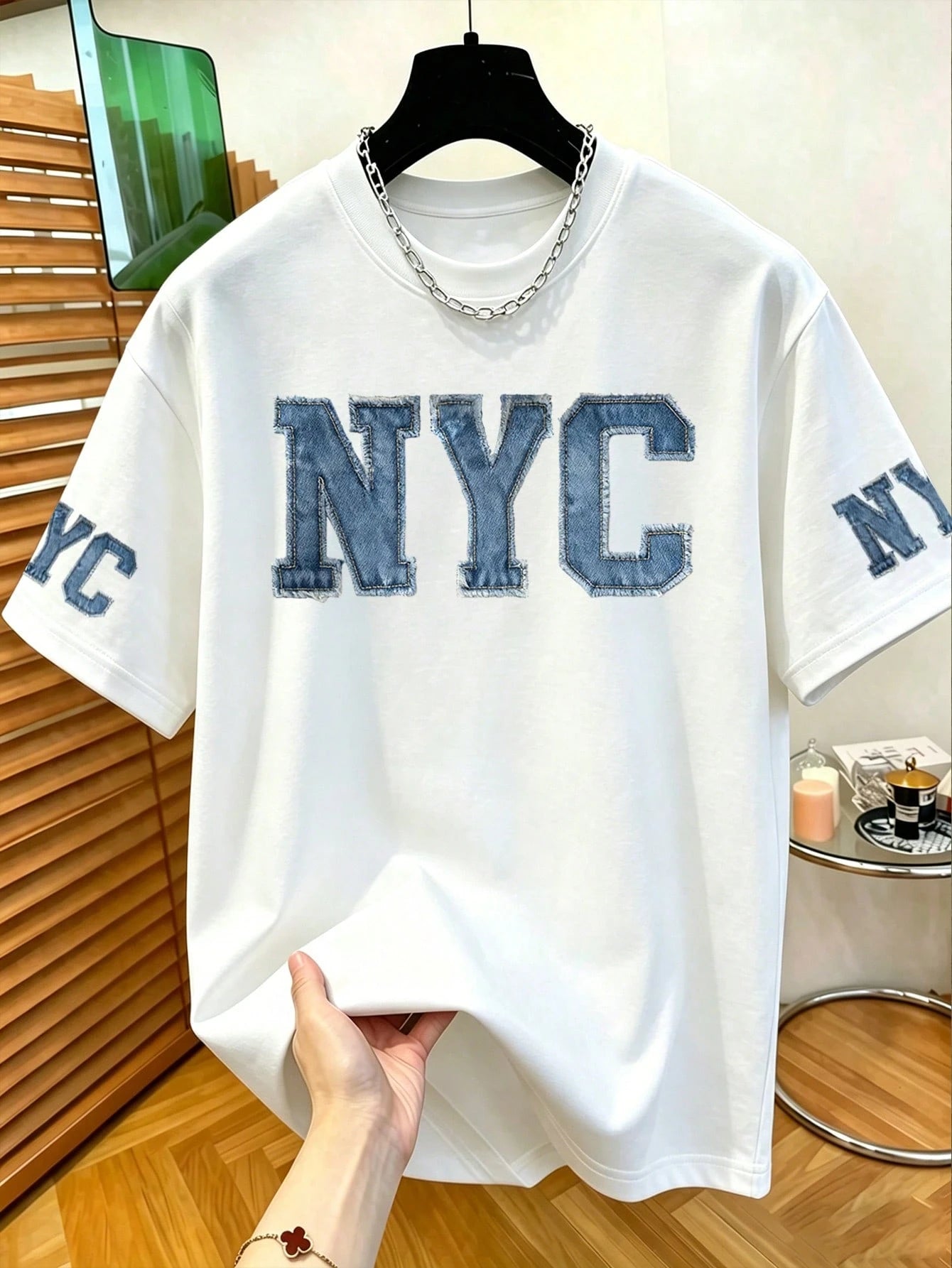 Manfinity Dauomo Men's Loose Fit Letter Print T-Shirt White