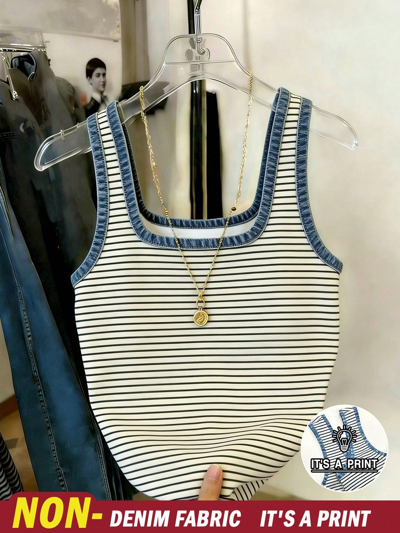 Resyla Women's Striped Square Neck Fitted Camisole Multicolor