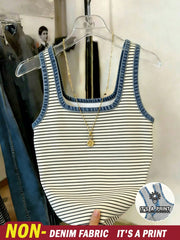 Resyla Women's Striped Square Neck Fitted Camisole Multicolor