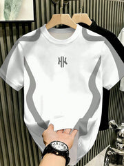 Men's Colorblock Asymmetrical Short Sleeve T-Shirt