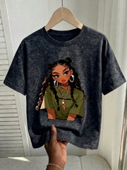 Women's Casual Retro Graphic Print Short Sleeve T-Shirt