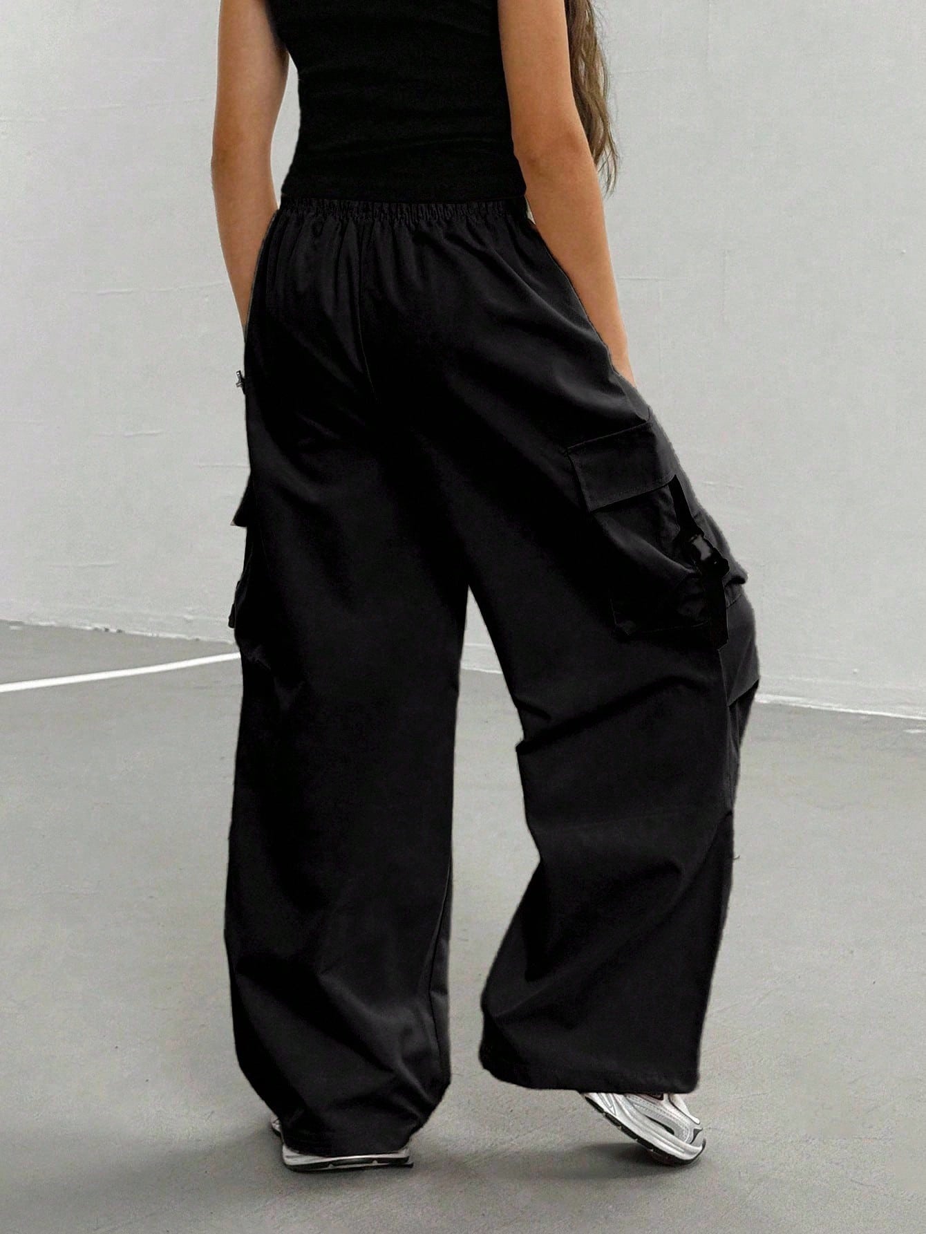 Teen Girls' Casual Loose Solid Color Cargo Pants