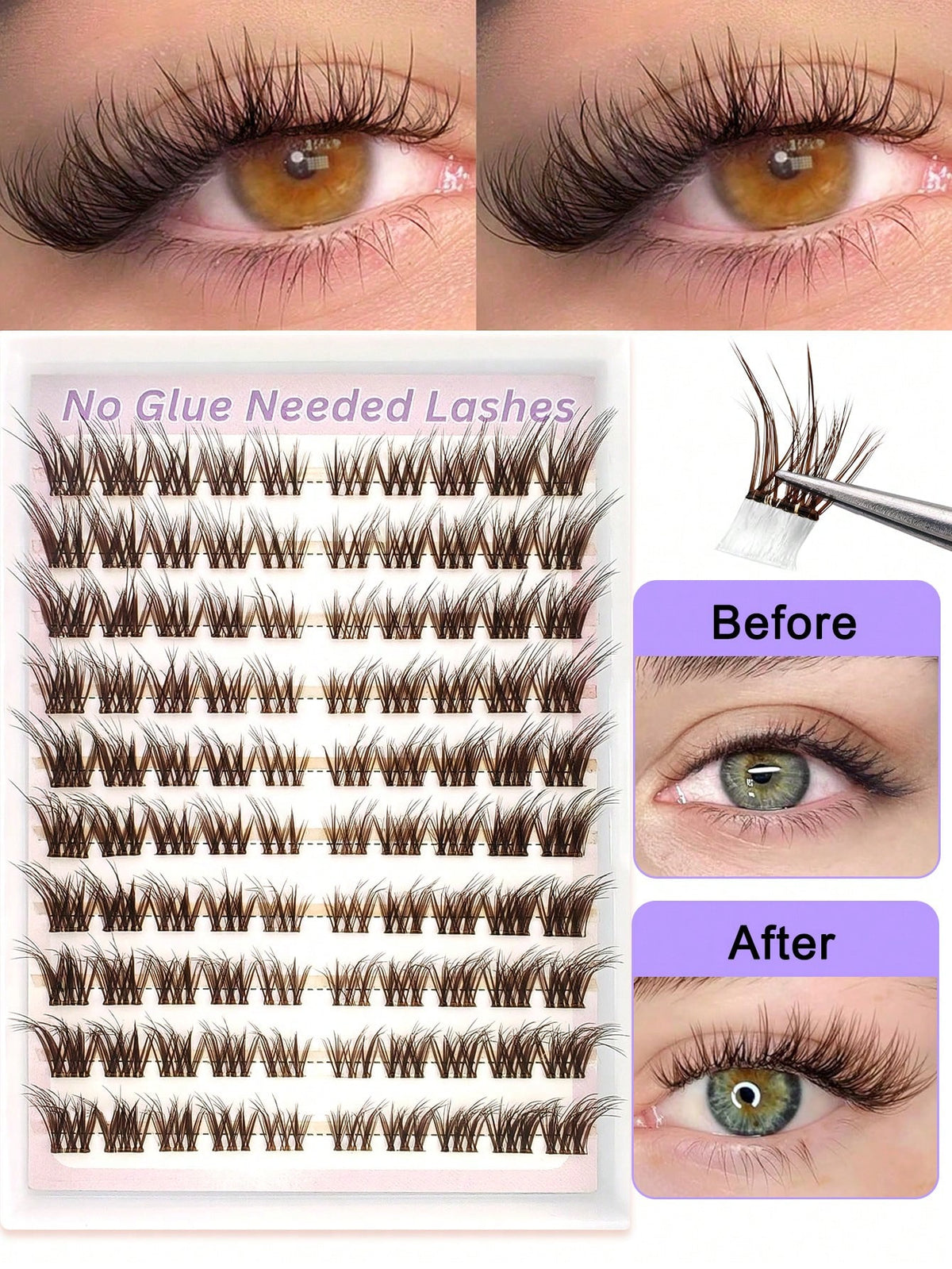 Women's Fluffy Fox Style Cluster False Eyelash Set
