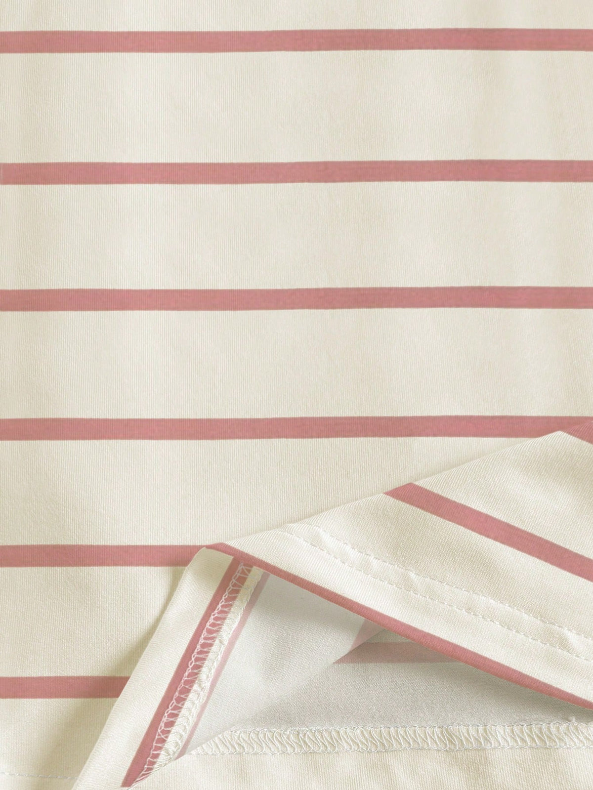 Women's Casual Pink Striped Collared Short Sleeve T-Shirt