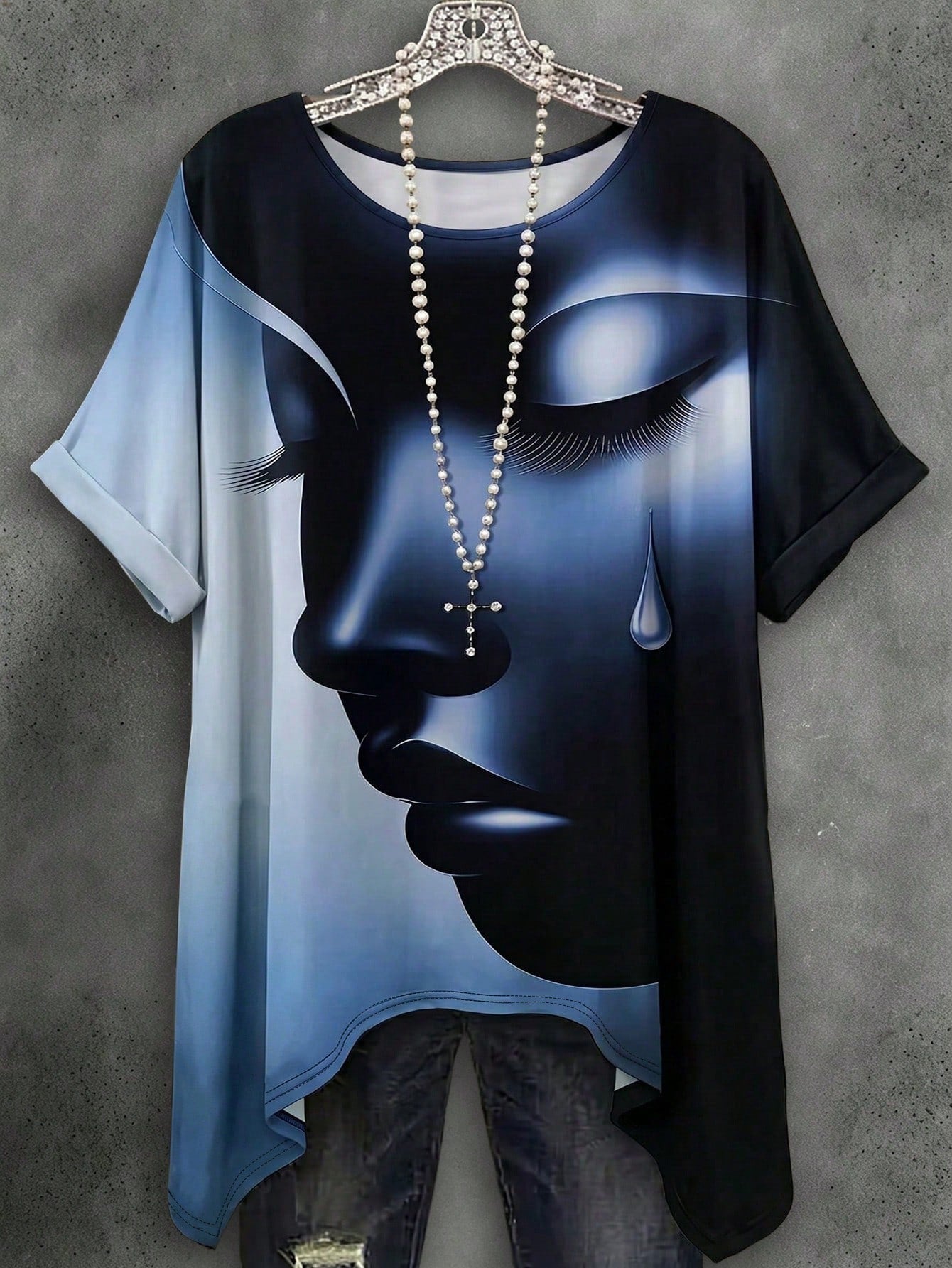 SHEIN LUNE CURVE Plus Size Women's Casual Print T-Shirt