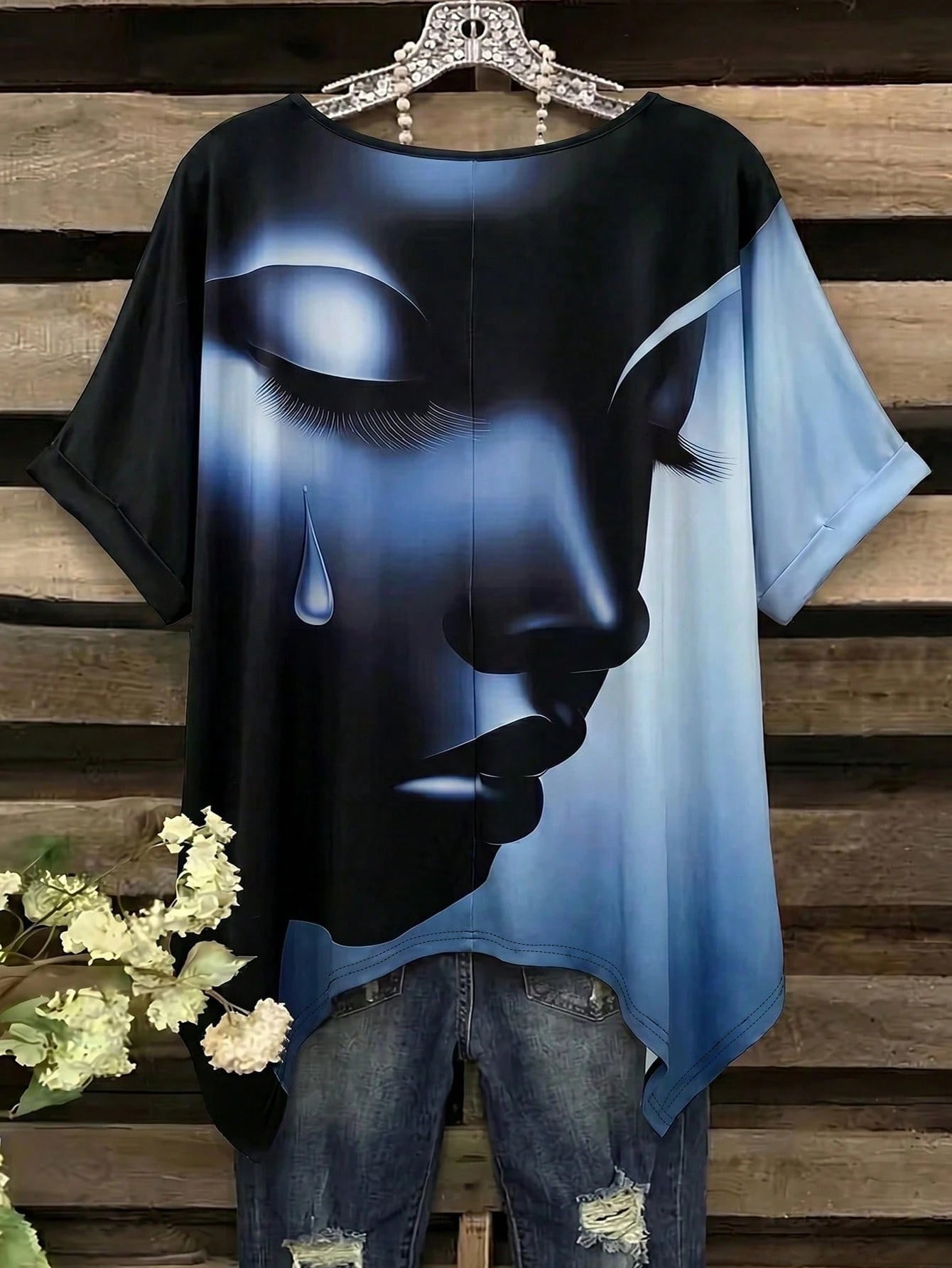 SHEIN LUNE CURVE Plus Size Women's Casual Print T-Shirt